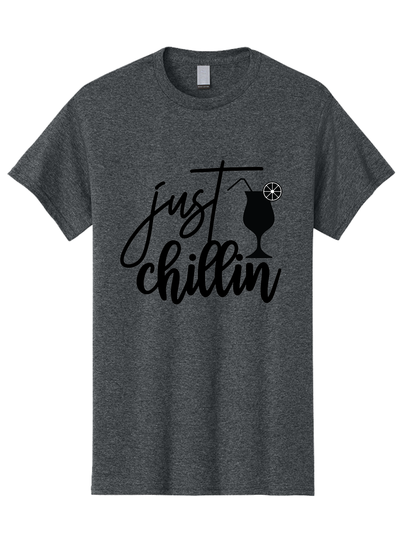 Just-Chillin Men'S Graphic Tee, 100% Cotton, Comfortable Casual Summer Wear, Machine Washable, Relaxation Mode, Chilling Vibes, Cocktail Culture, Refreshing Drinks, Laid-Back Atmosphere, Summer Fun, Happy Hour Aab583