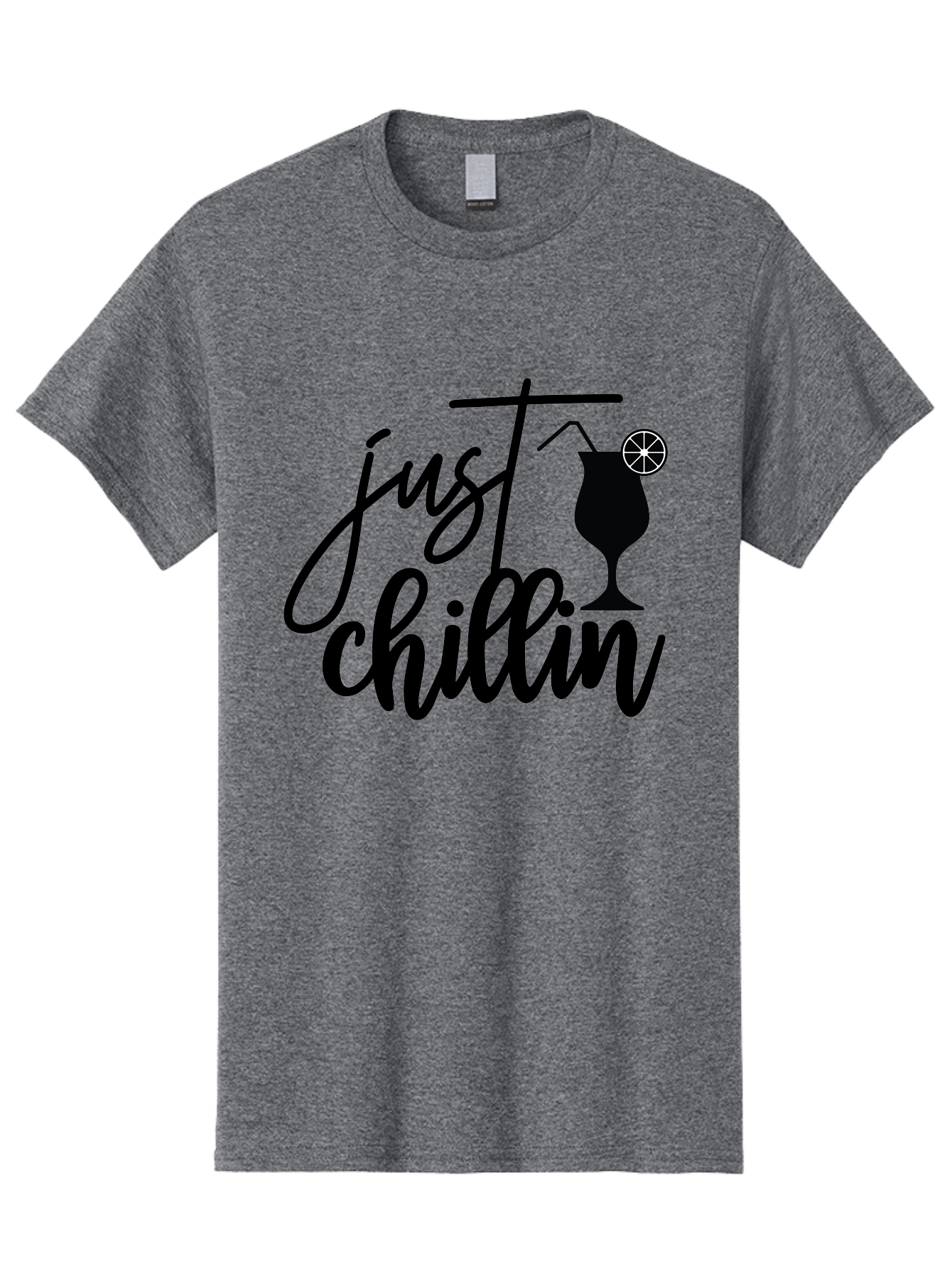 Just-Chillin Men'S Graphic Tee, 100% Cotton, Comfortable Casual Summer Wear, Machine Washable, Relaxation Mode, Chilling Vibes, Cocktail Culture, Refreshing Drinks, Laid-Back Atmosphere, Summer Fun, Happy Hour Aab583