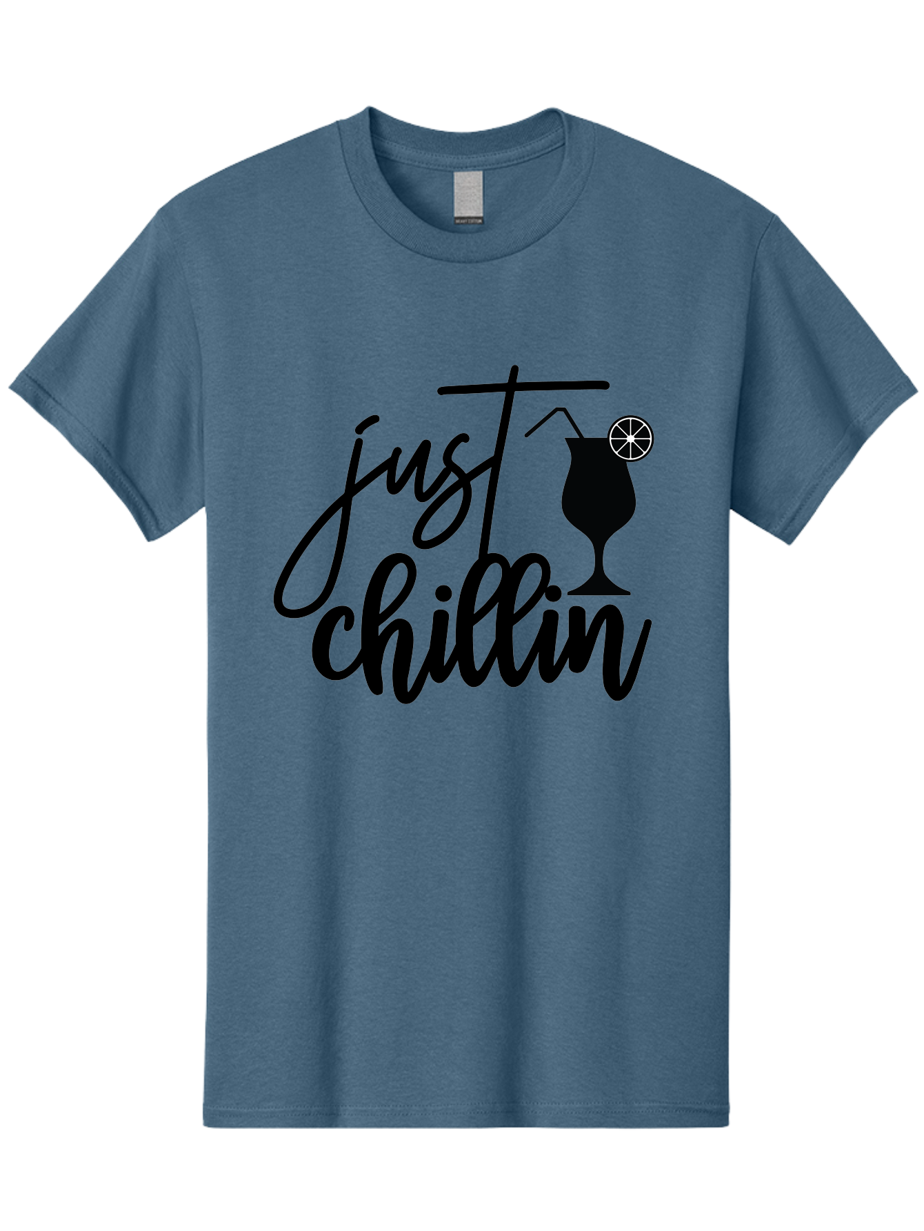 Just-Chillin Men'S Graphic Tee, 100% Cotton, Comfortable Casual Summer Wear, Machine Washable, Relaxation Mode, Chilling Vibes, Cocktail Culture, Refreshing Drinks, Laid-Back Atmosphere, Summer Fun, Happy Hour Aab583