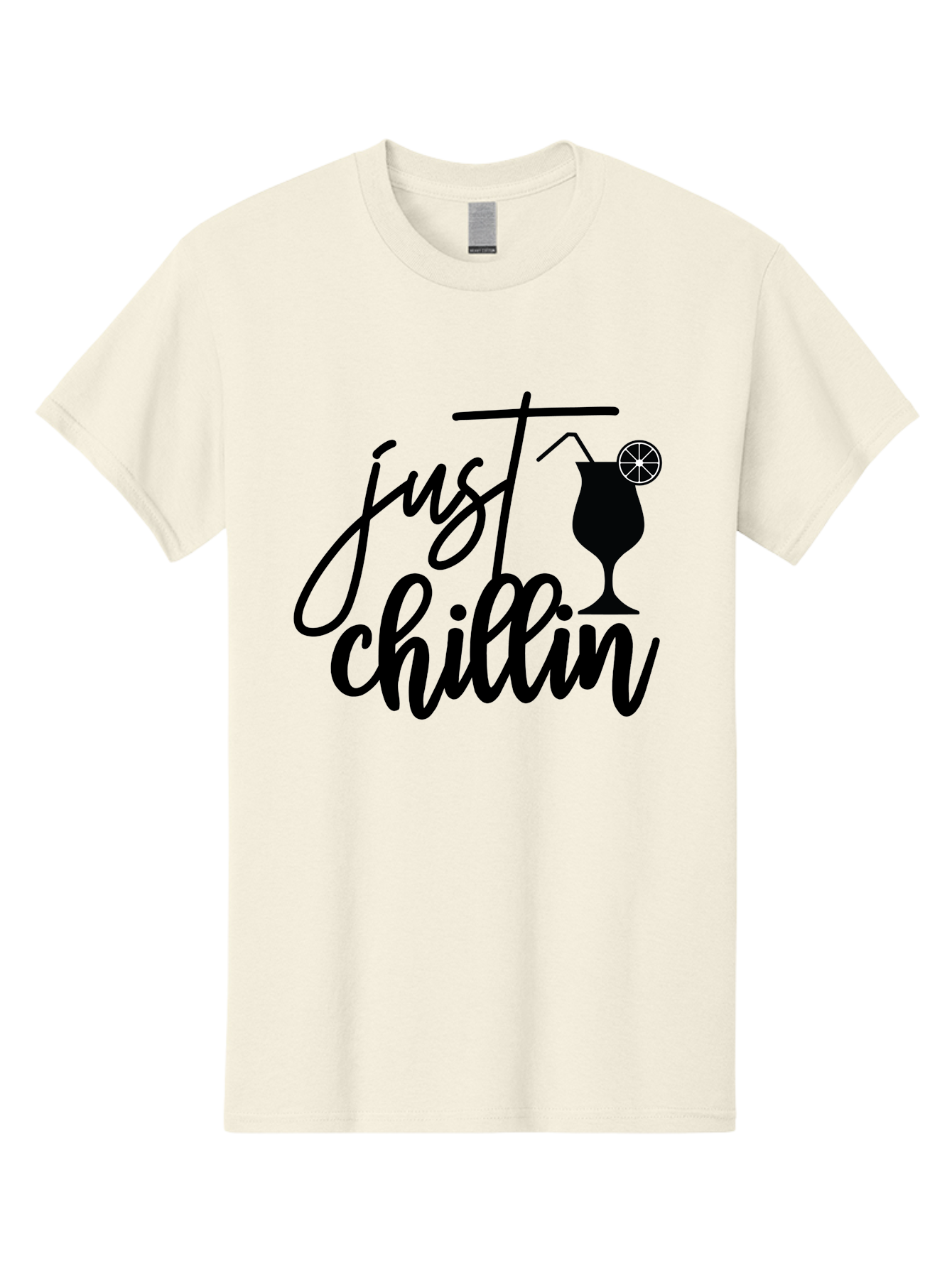 Just-Chillin Men'S Graphic Tee, 100% Cotton, Comfortable Casual Summer Wear, Machine Washable, Relaxation Mode, Chilling Vibes, Cocktail Culture, Refreshing Drinks, Laid-Back Atmosphere, Summer Fun, Happy Hour Aab583