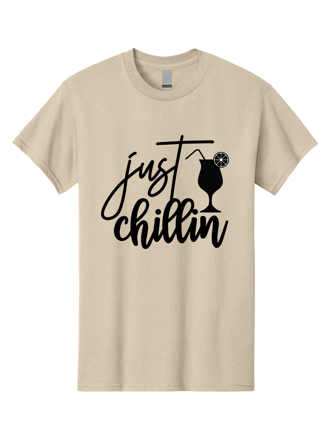 Just-Chillin Men'S Graphic Tee, 100% Cotton, Comfortable Casual Summer Wear, Machine Washable, Relaxation Mode, Chilling Vibes, Cocktail Culture, Refreshing Drinks, Laid-Back Atmosphere, Summer Fun, Happy Hour Aab583