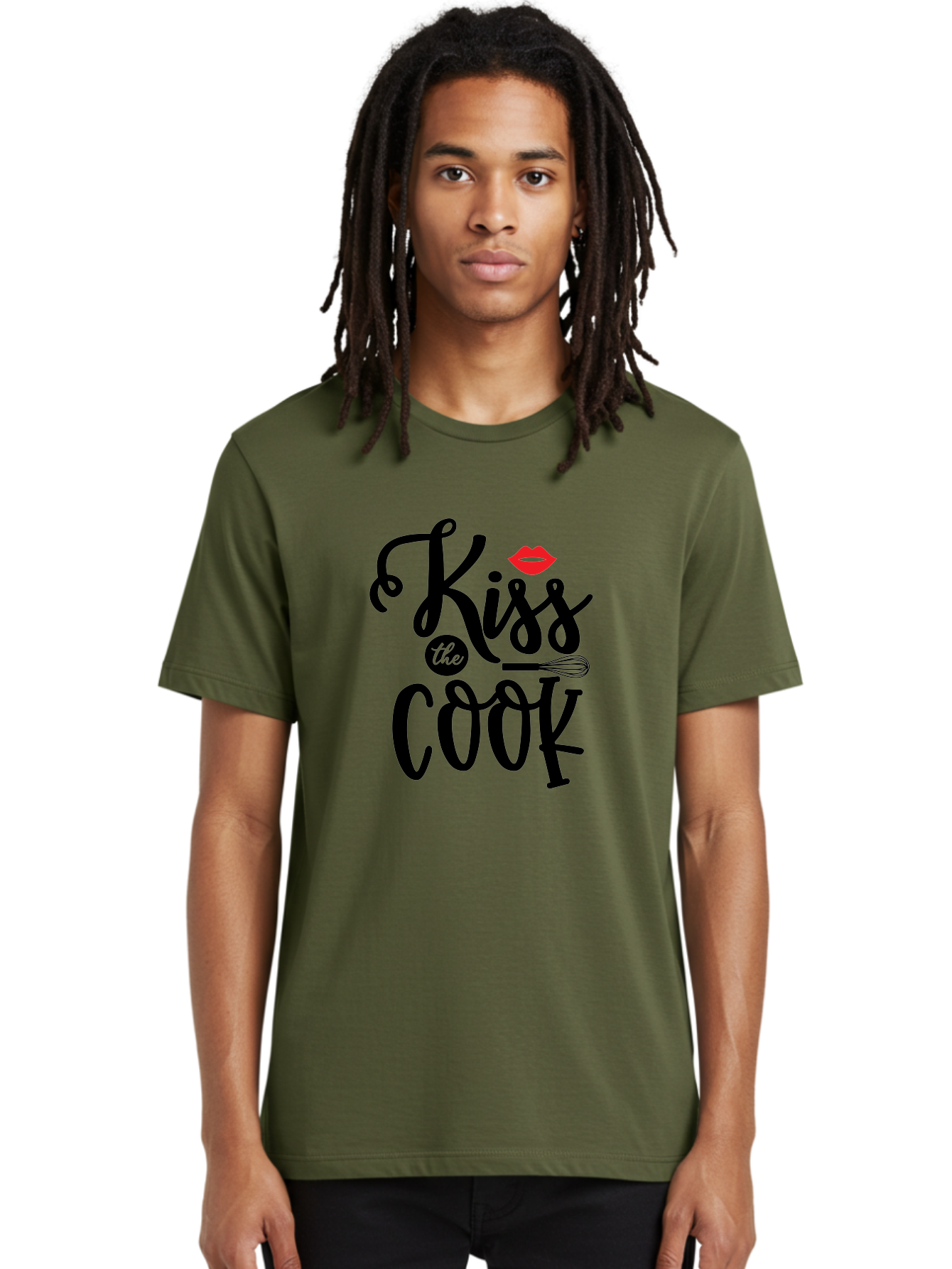 Kiss-The-Cook Men'S Graphic Tee, 100% Cotton, Comfortable Casual Summer Wear, Machine Washable, Kiss The Cook, Cooking With Love, Kitchen Romance, Culinary Passion, Chef'S Kiss, Foodie Charm, Whimsical Kitchen Decor, Playful Typography, Aab584