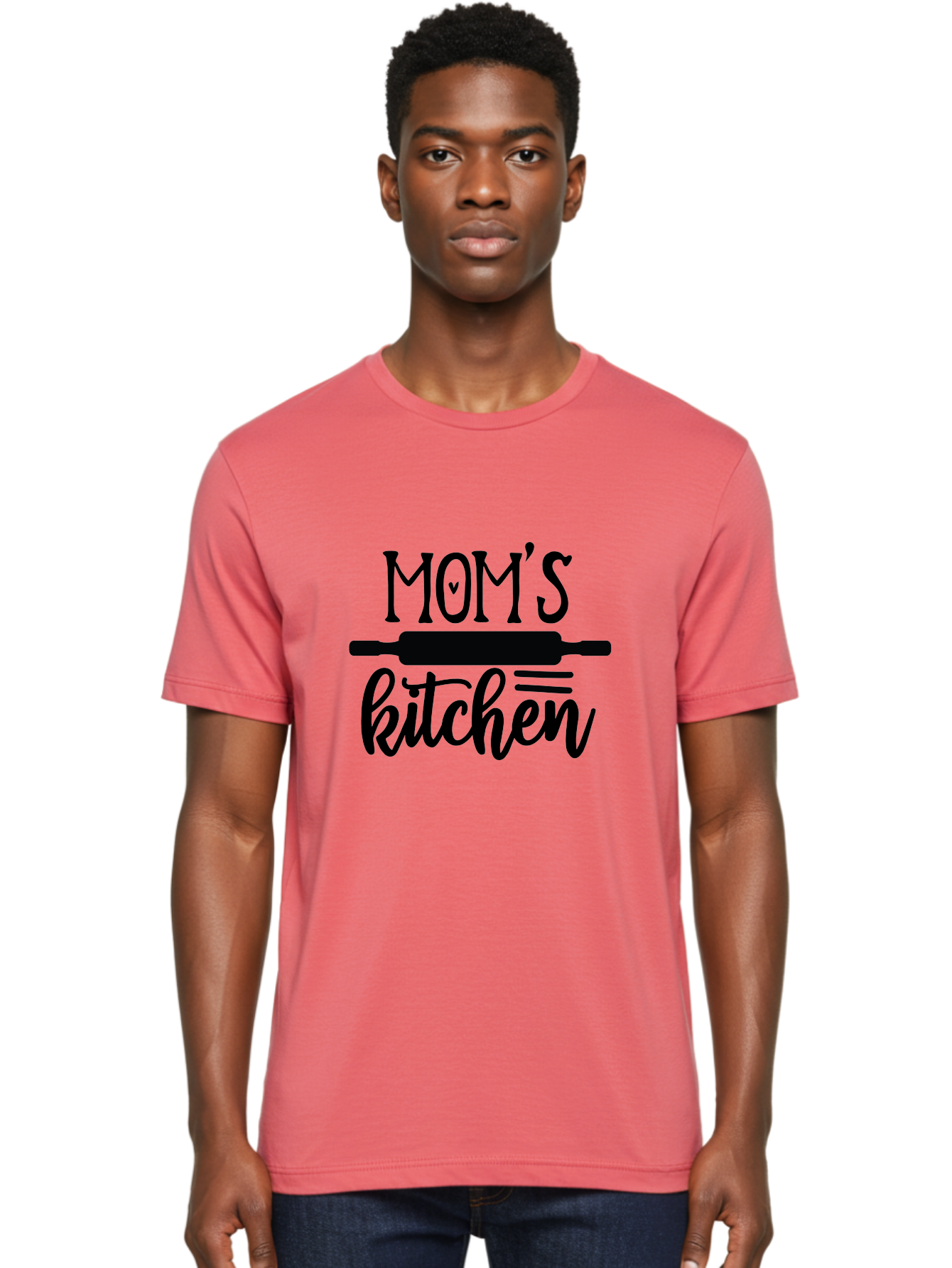 Mom-S-Kitchen Men'S Graphic Tee, 100% Cotton, Comfortable Casual Summer Wear, Machine Washable, Mom'S Kitchen, Mother'S Day Gift, Kitchen Decor, Baking, Cooking, Rolling Pin, Mother'S Kitchen, Homemade, Family Recipe, Kitchen Love, Aab586