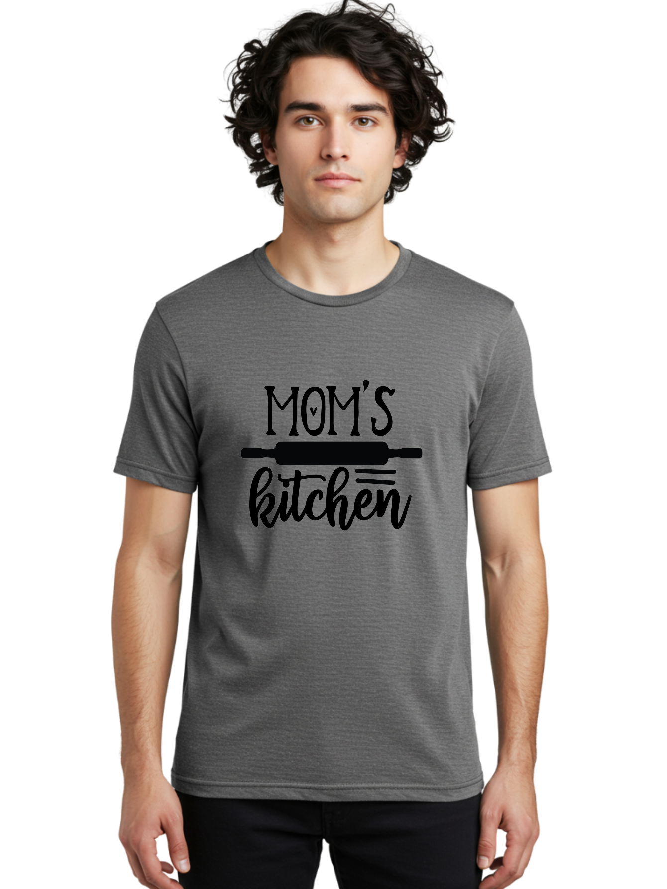 Mom-S-Kitchen Men'S Graphic Tee, 100% Cotton, Comfortable Casual Summer Wear, Machine Washable, Mom'S Kitchen, Mother'S Day Gift, Kitchen Decor, Baking, Cooking, Rolling Pin, Mother'S Kitchen, Homemade, Family Recipe, Kitchen Love, Aab586