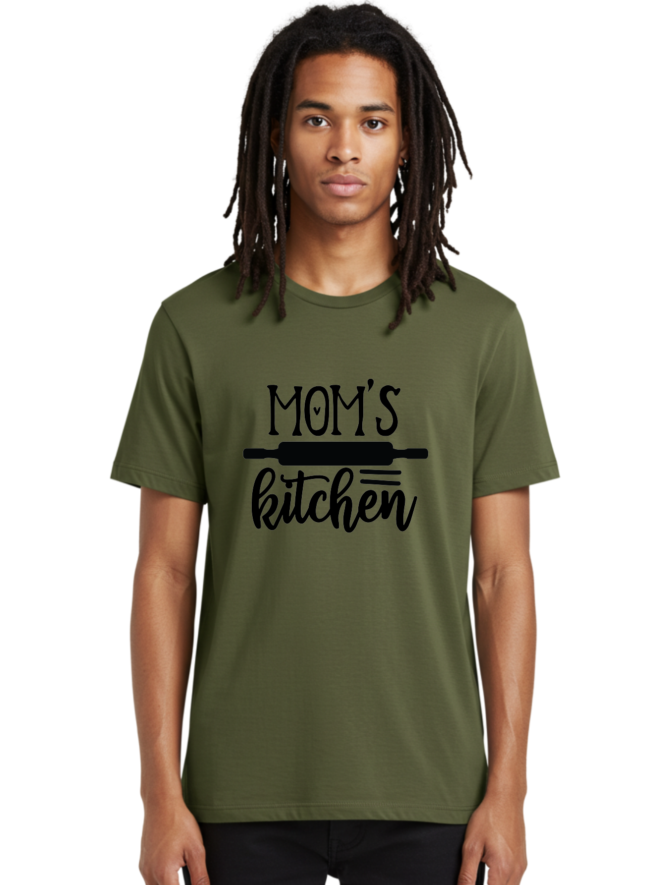 Mom-S-Kitchen Men'S Graphic Tee, 100% Cotton, Comfortable Casual Summer Wear, Machine Washable, Mom'S Kitchen, Mother'S Day Gift, Kitchen Decor, Baking, Cooking, Rolling Pin, Mother'S Kitchen, Homemade, Family Recipe, Kitchen Love, Aab586