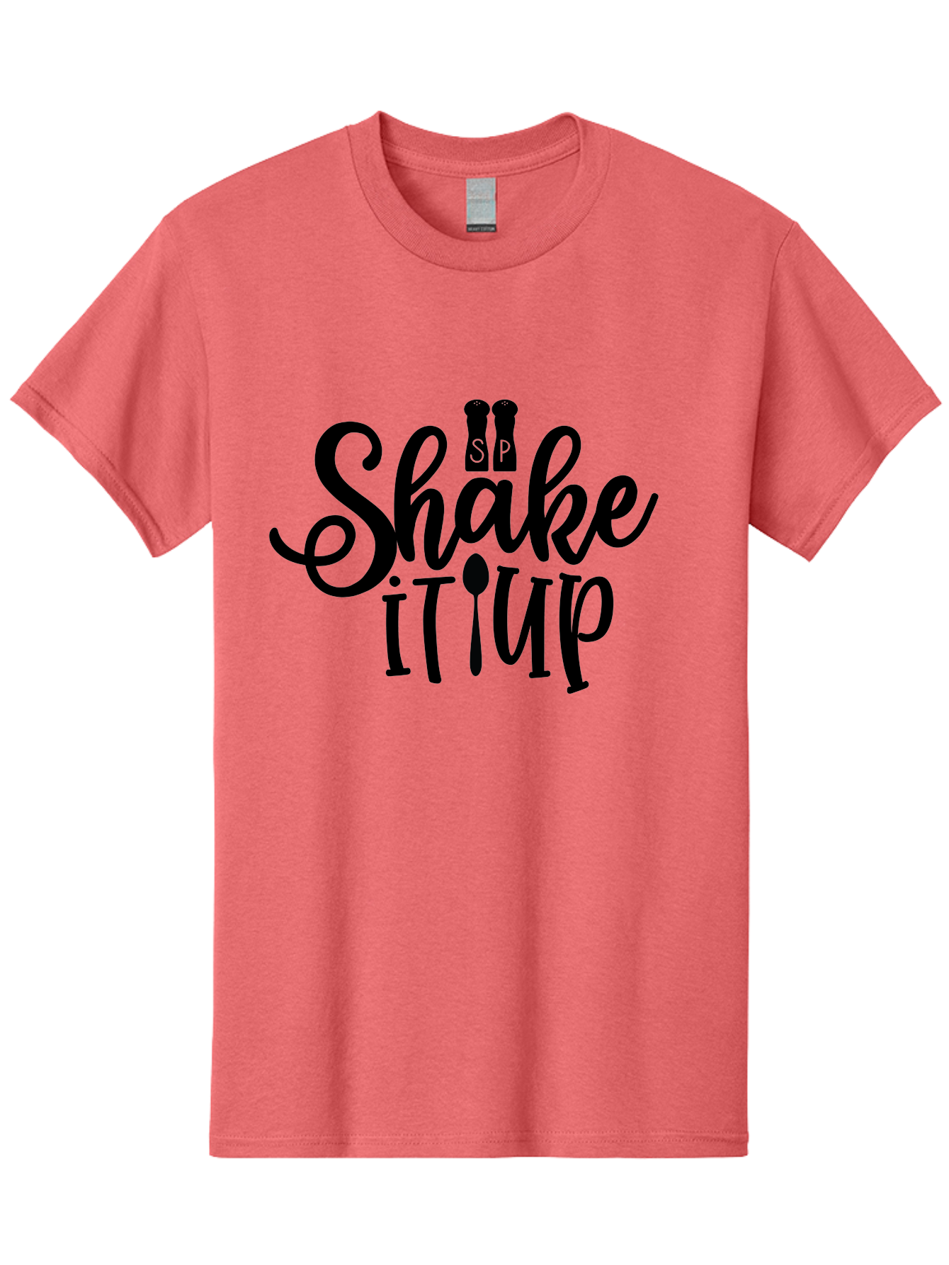 Shake-It-Iup Men'S Graphic Tee, 100% Cotton, Comfortable Casual Summer Wear, Machine Washable, Shake It Up, Sp, Salt And Pepper Shakers, Spoon, Fork, Modern Typography, Creative Logo, Culinary Vibe, Restaurant Branding Aab588