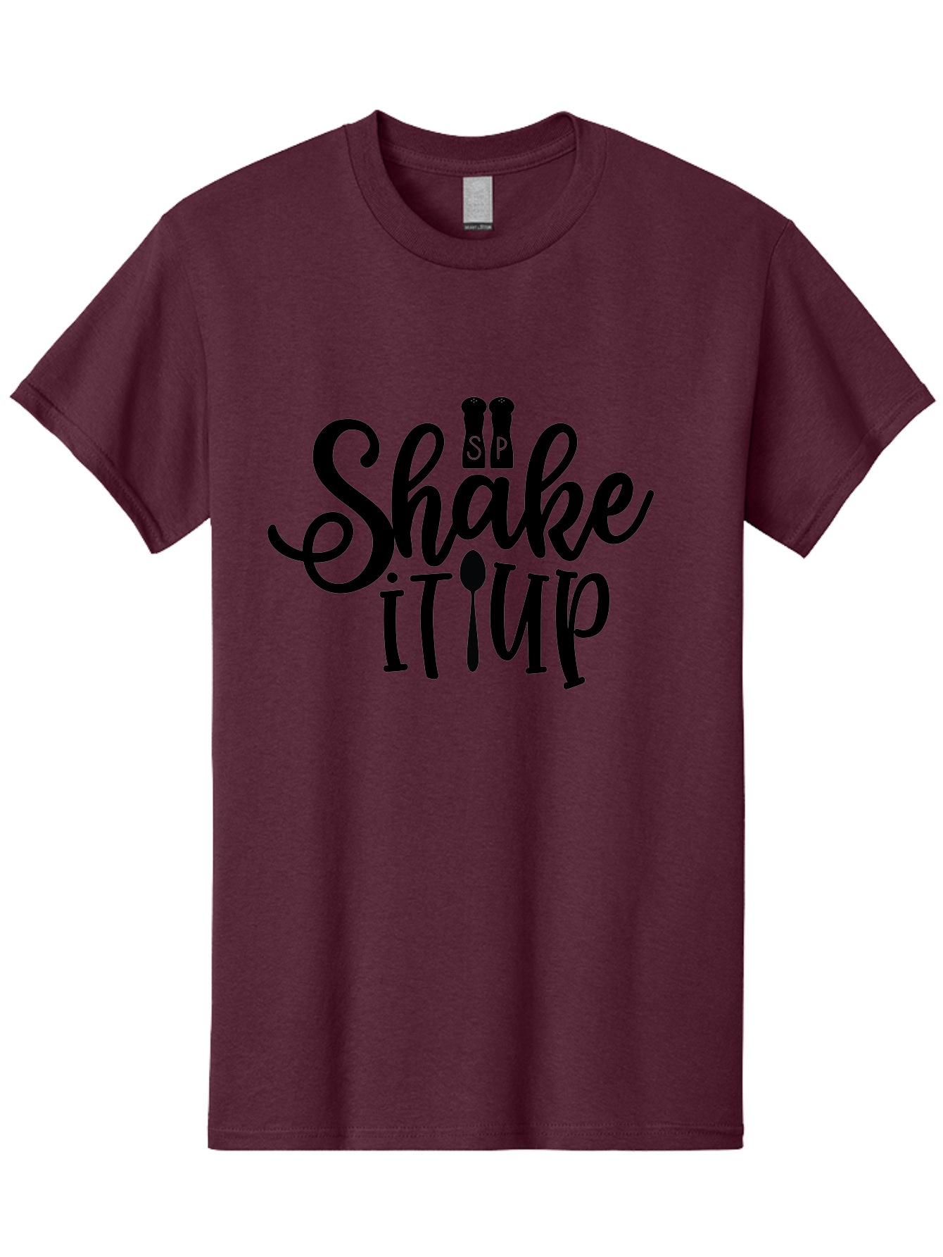 Shake-It-Iup Men'S Graphic Tee, 100% Cotton, Comfortable Casual Summer Wear, Machine Washable, Shake It Up, Sp, Salt And Pepper Shakers, Spoon, Fork, Modern Typography, Creative Logo, Culinary Vibe, Restaurant Branding Aab588