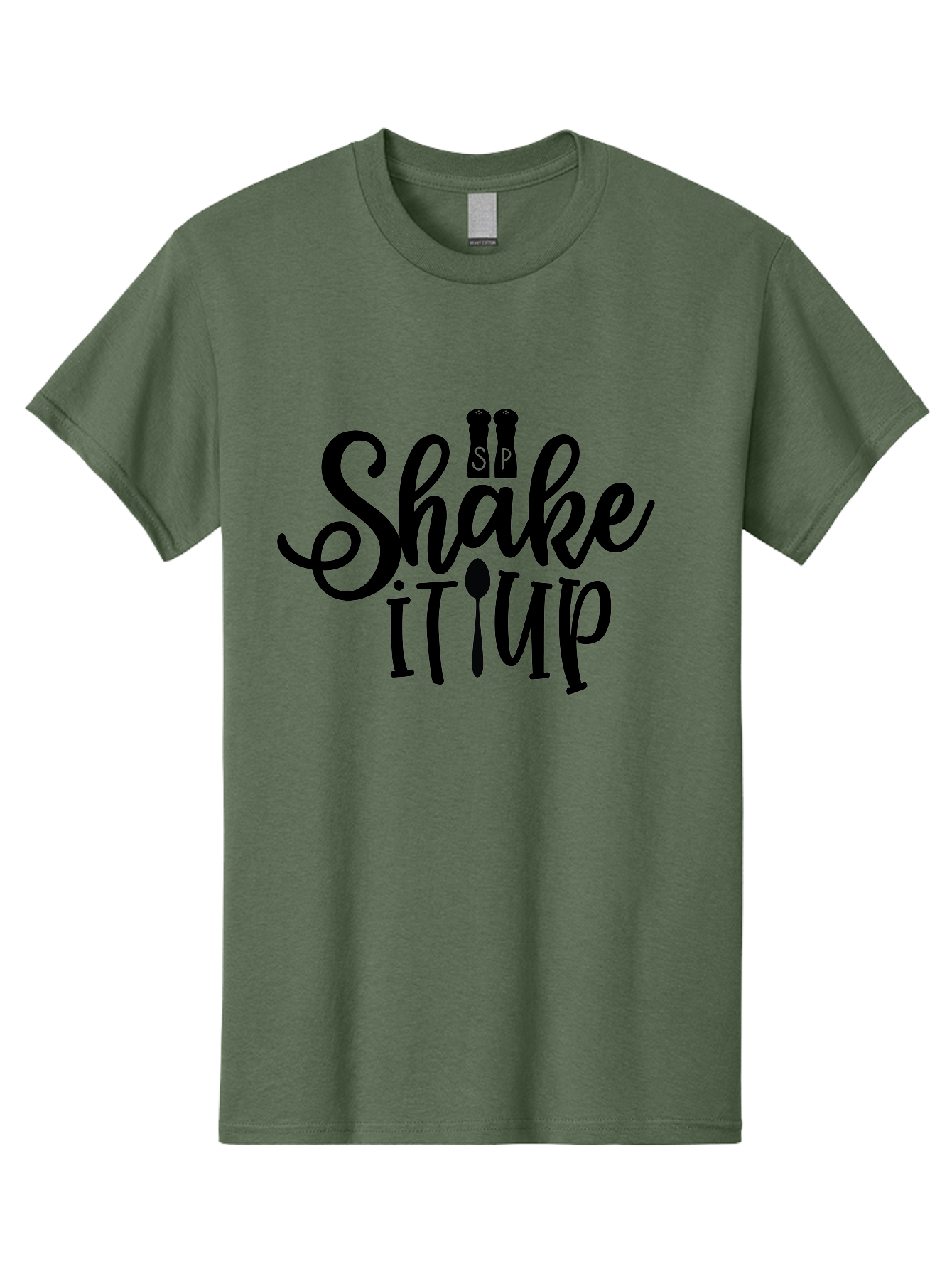Shake-It-Iup Men'S Graphic Tee, 100% Cotton, Comfortable Casual Summer Wear, Machine Washable, Shake It Up, Sp, Salt And Pepper Shakers, Spoon, Fork, Modern Typography, Creative Logo, Culinary Vibe, Restaurant Branding Aab588