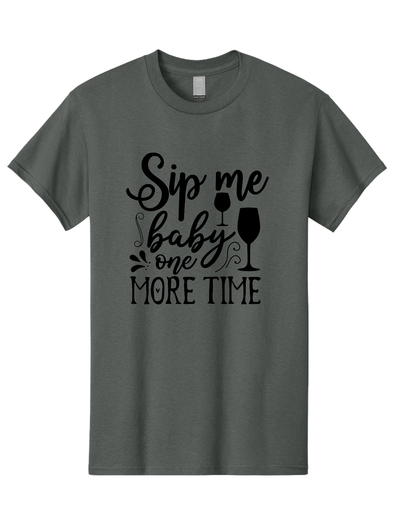 Sip-Me-Baby-One-More-Time Men'S Graphic Tee, 100% Cotton, Comfortable Casual Summer Wear, Machine Washable, Wine Glasses, Funny Quote, Sip Me Baby, Wine Lover, Party Phrase, Drinking Humor, Wine Quotes, Humorous Sayings, Aab589