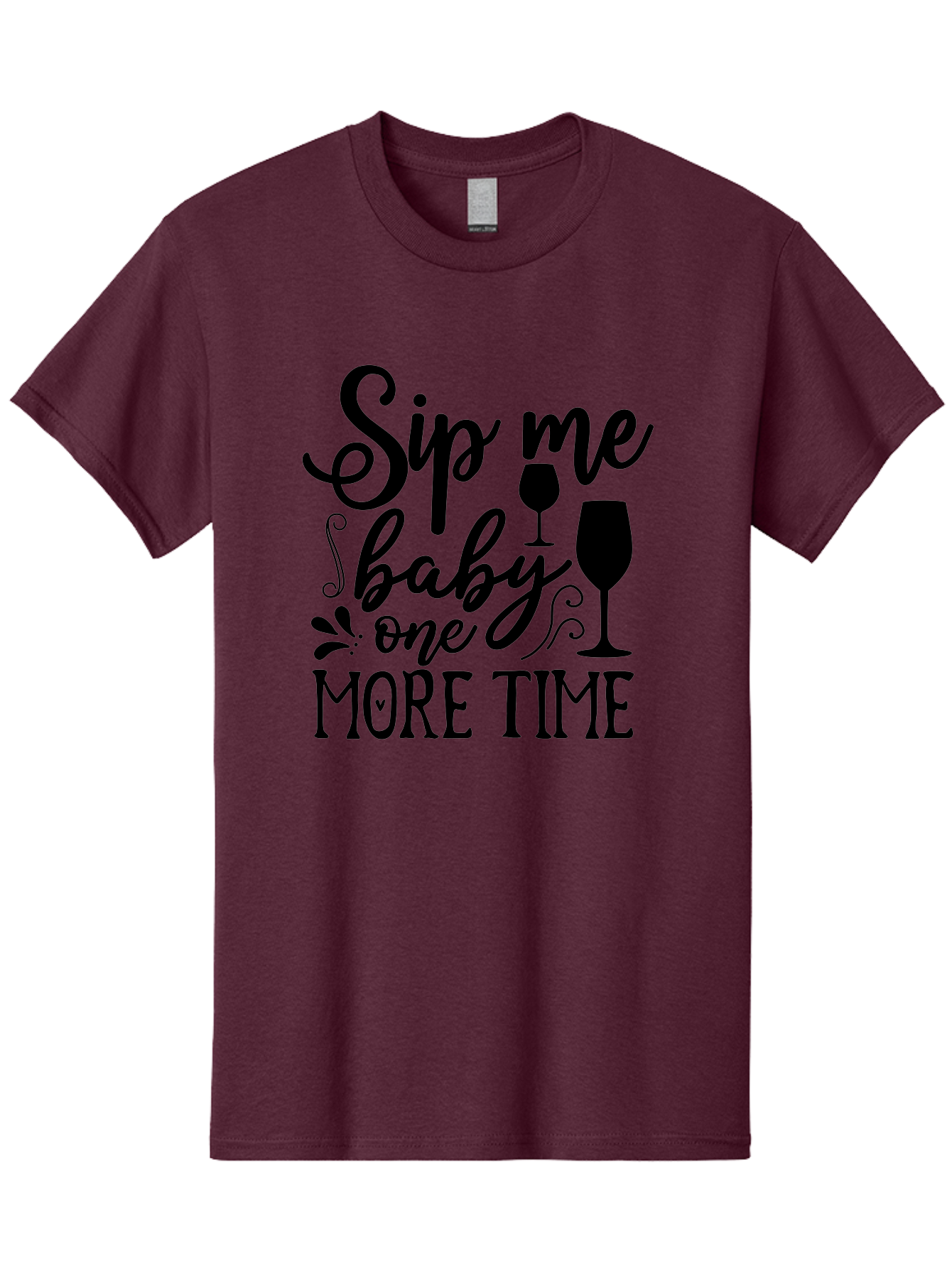 Sip-Me-Baby-One-More-Time Men'S Graphic Tee, 100% Cotton, Comfortable Casual Summer Wear, Machine Washable, Wine Glasses, Funny Quote, Sip Me Baby, Wine Lover, Party Phrase, Drinking Humor, Wine Quotes, Humorous Sayings, Aab589