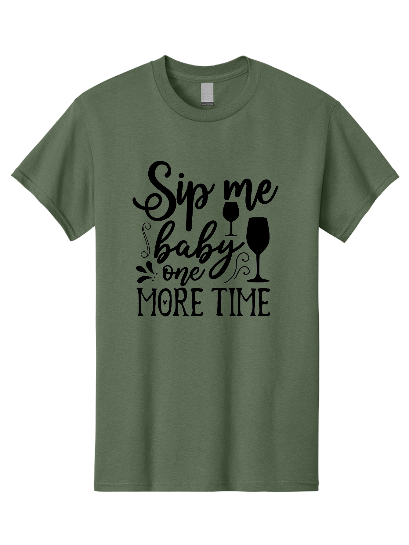 Sip-Me-Baby-One-More-Time Men'S Graphic Tee, 100% Cotton, Comfortable Casual Summer Wear, Machine Washable, Wine Glasses, Funny Quote, Sip Me Baby, Wine Lover, Party Phrase, Drinking Humor, Wine Quotes, Humorous Sayings, Aab589