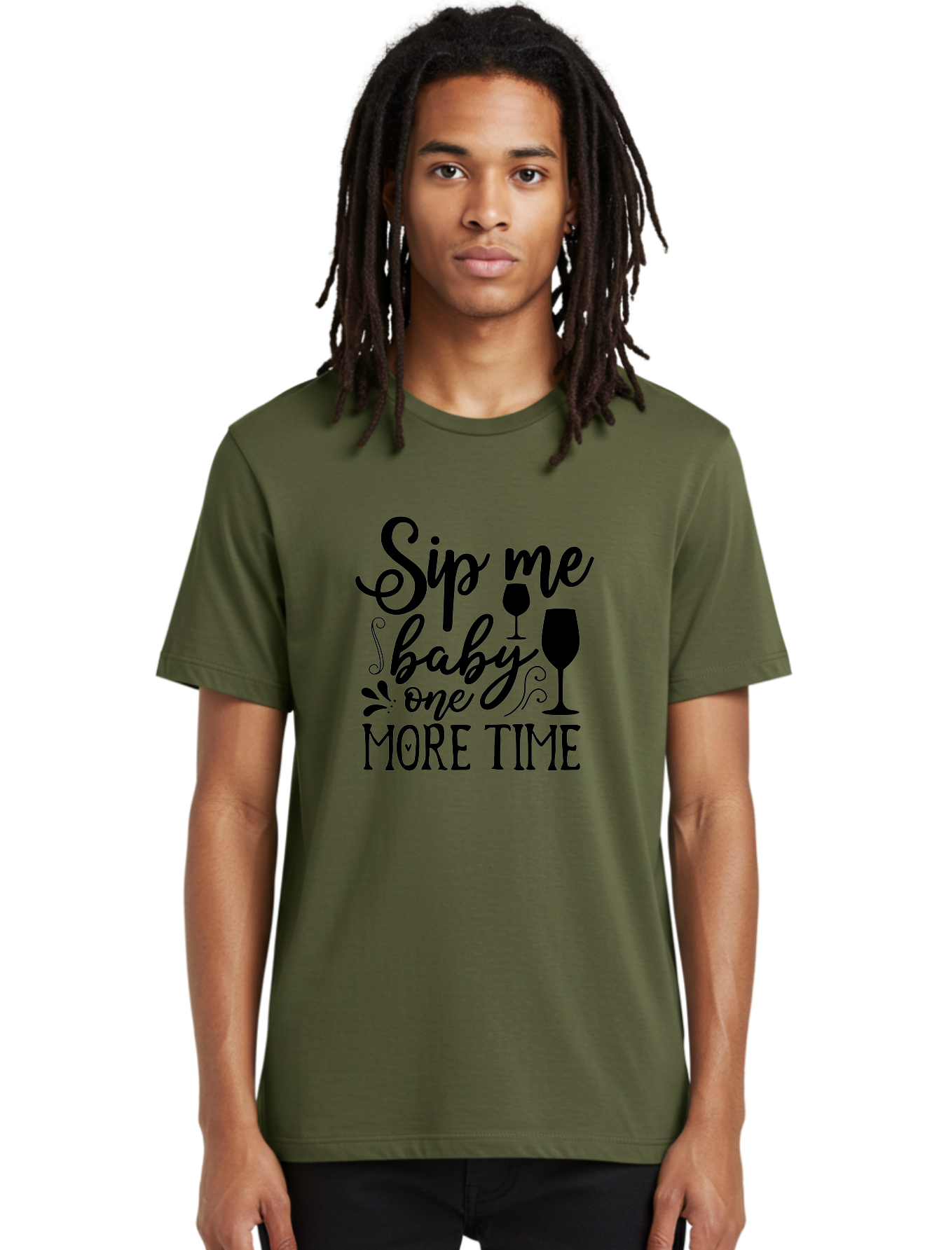 Sip-Me-Baby-One-More-Time Men'S Graphic Tee, 100% Cotton, Comfortable Casual Summer Wear, Machine Washable, Wine Glasses, Funny Quote, Sip Me Baby, Wine Lover, Party Phrase, Drinking Humor, Wine Quotes, Humorous Sayings, Aab589