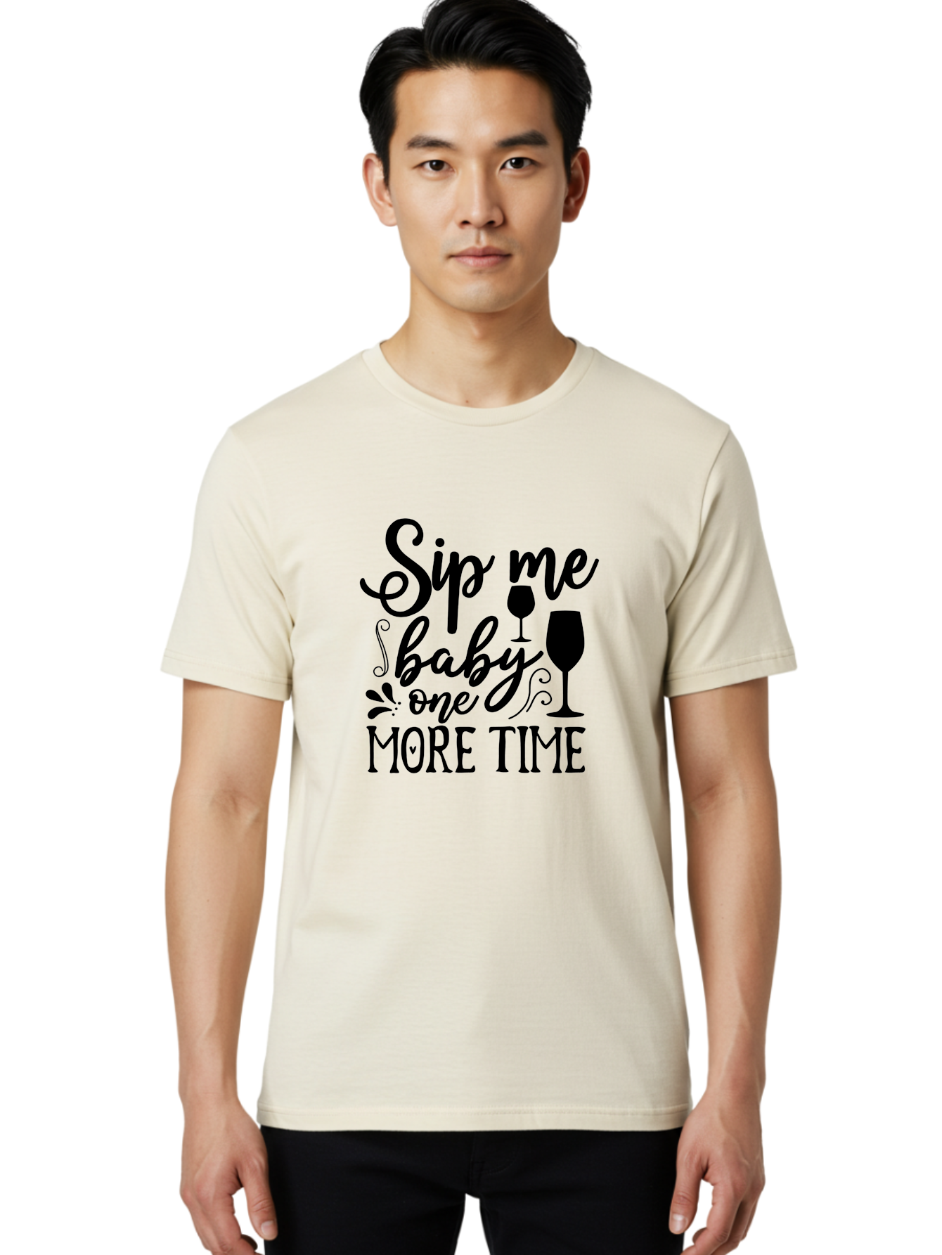 Sip-Me-Baby-One-More-Time Men'S Graphic Tee, 100% Cotton, Comfortable Casual Summer Wear, Machine Washable, Wine Glasses, Funny Quote, Sip Me Baby, Wine Lover, Party Phrase, Drinking Humor, Wine Quotes, Humorous Sayings, Aab589