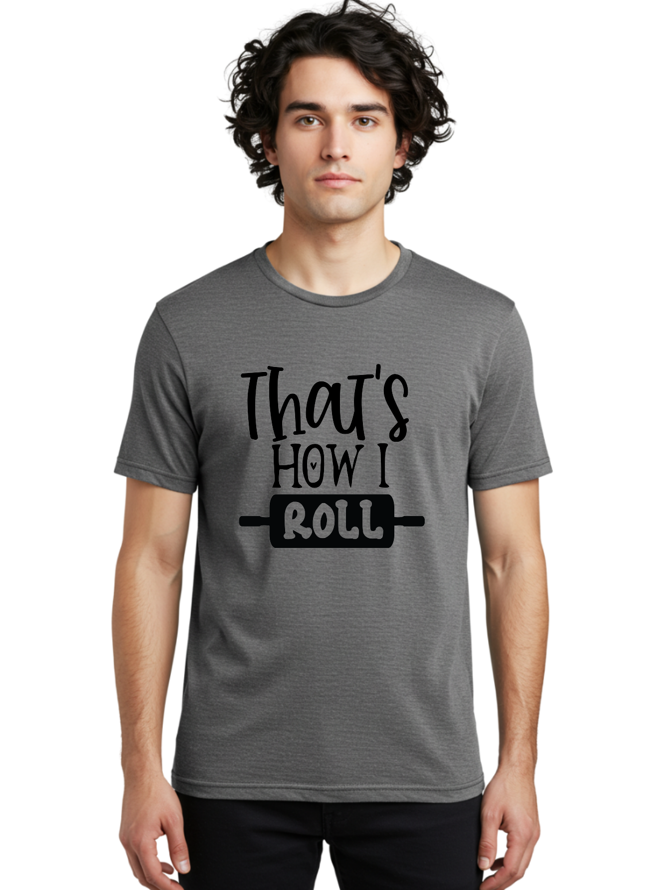 That-S-How-I-Roll Men'S Graphic Tee, 100% Cotton, Comfortable Casual Summer Wear, Machine Washable, Funny Quote, Playful Baking, Humorous Phrase, Rolling Pin, Baking Humor, Witty Saying, Lighthearted Graphic, Bakery Inspiration, Foodie Humor Aab590