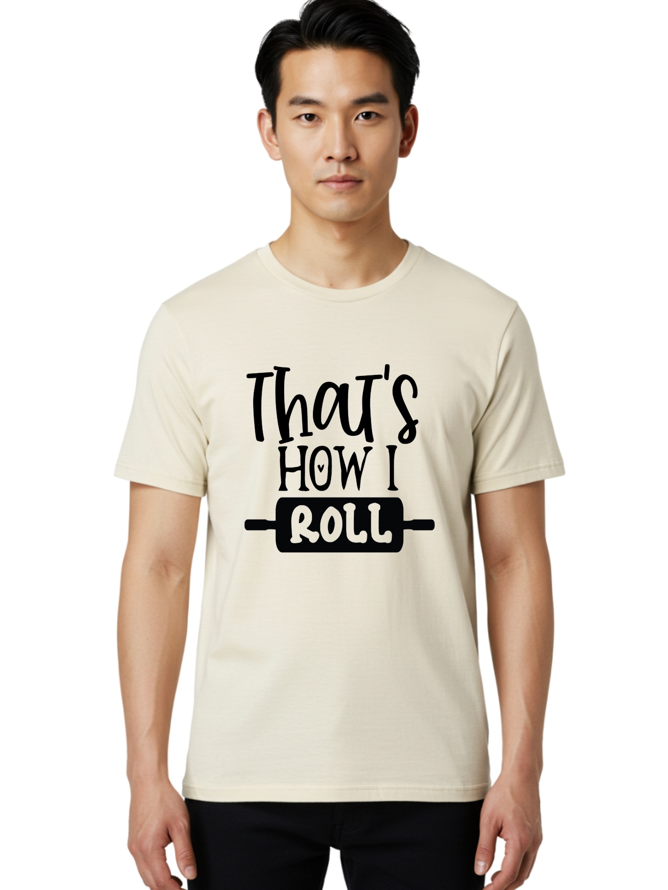 That-S-How-I-Roll Men'S Graphic Tee, 100% Cotton, Comfortable Casual Summer Wear, Machine Washable, Funny Quote, Playful Baking, Humorous Phrase, Rolling Pin, Baking Humor, Witty Saying, Lighthearted Graphic, Bakery Inspiration, Foodie Humor Aab590