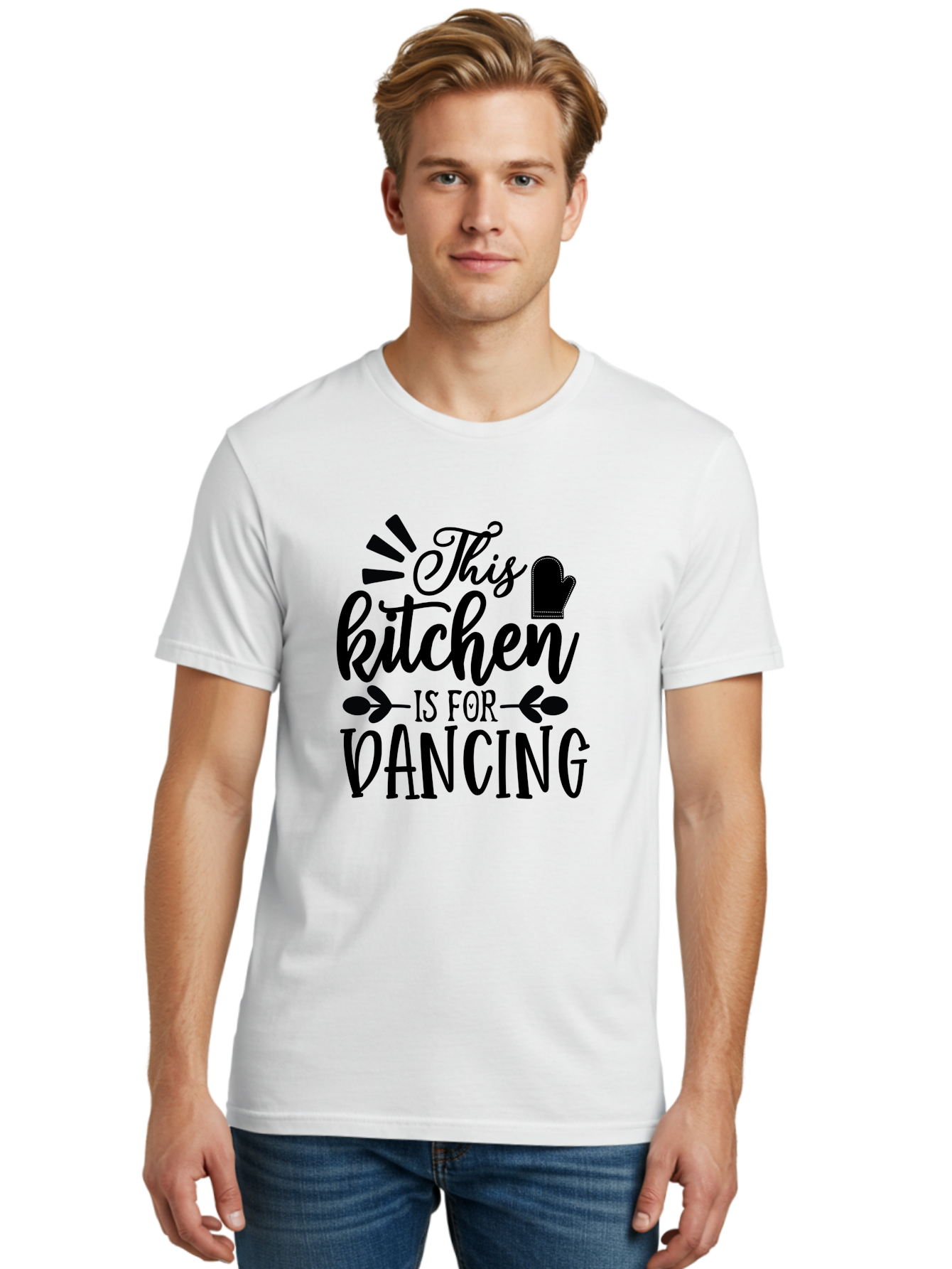 This-Kitchen-Is-For-Dancing Men'S Graphic Tee, 100% Cotton, Comfortable Casual Summer Wear, Machine Washable, Kitchen Dancing, Kitchen Decor, Dance Quotes, Kitchen Inspiration, Cooking Quotes, Dance Love, Kitchen Passion, Cooking Inspiration Aab592