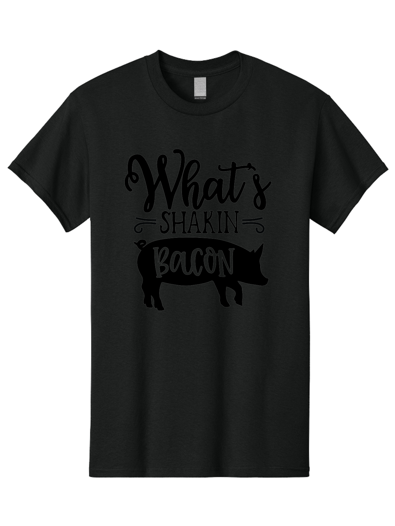 What-S-Shakin-Bacon Men'S Graphic Tee, 100% Cotton, Comfortable Casual Summer Wear, Machine Washable, Funny Pig Graphic, Bacon Lover Gift, Playful Typography, What'S Shakin Bacon, Pig Silhouette, Whimsical Design, Humor, Bacon Pun, Aab593