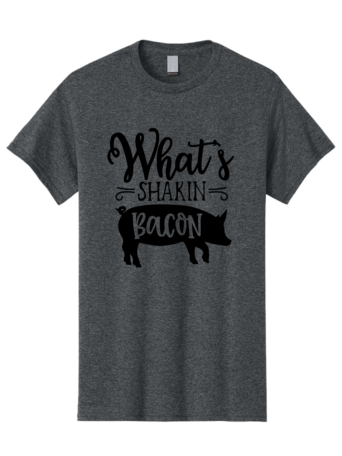 What-S-Shakin-Bacon Men'S Graphic Tee, 100% Cotton, Comfortable Casual Summer Wear, Machine Washable, Funny Pig Graphic, Bacon Lover Gift, Playful Typography, What'S Shakin Bacon, Pig Silhouette, Whimsical Design, Humor, Bacon Pun, Aab593