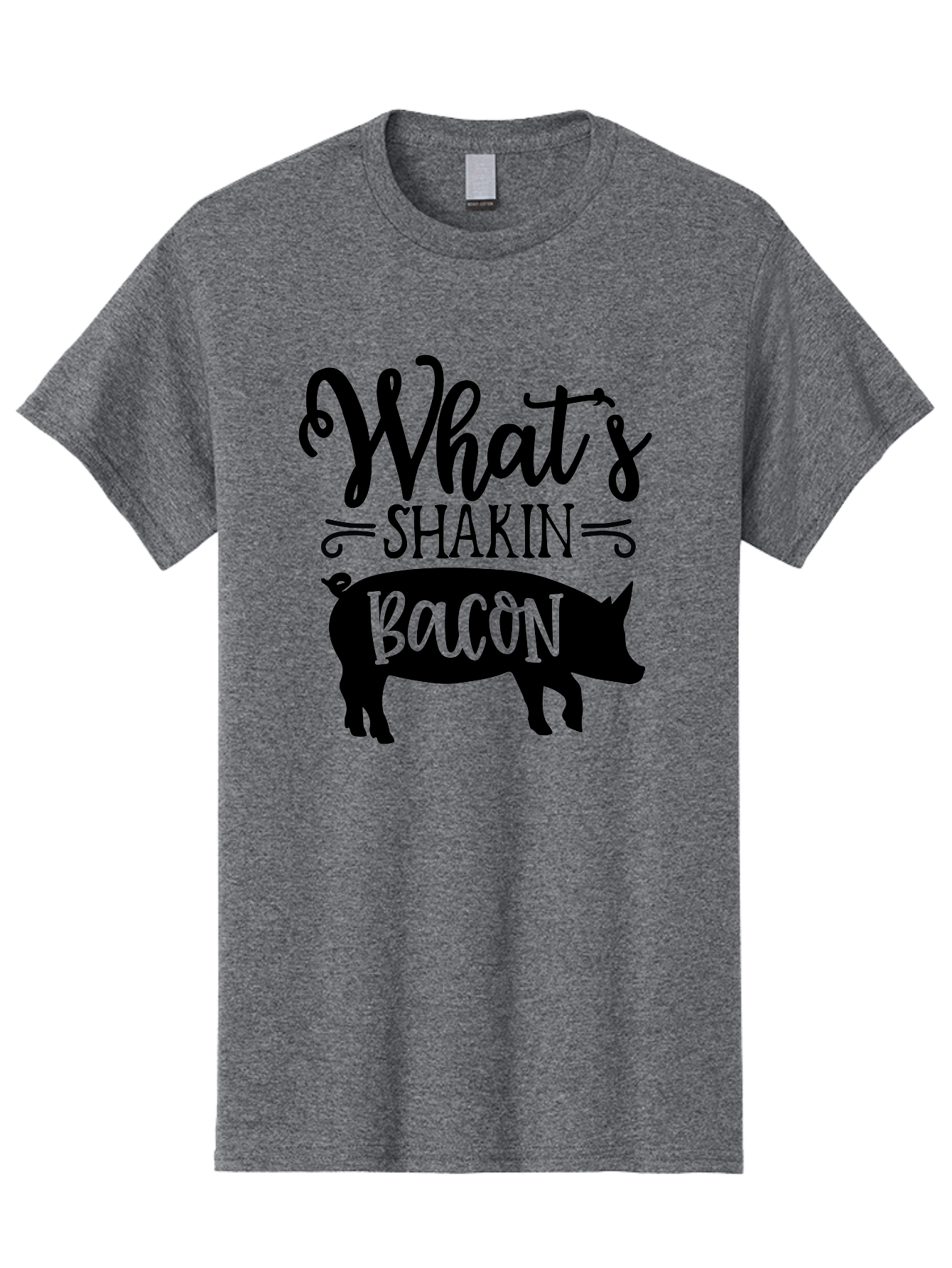 What-S-Shakin-Bacon Men'S Graphic Tee, 100% Cotton, Comfortable Casual Summer Wear, Machine Washable, Funny Pig Graphic, Bacon Lover Gift, Playful Typography, What'S Shakin Bacon, Pig Silhouette, Whimsical Design, Humor, Bacon Pun, Aab593
