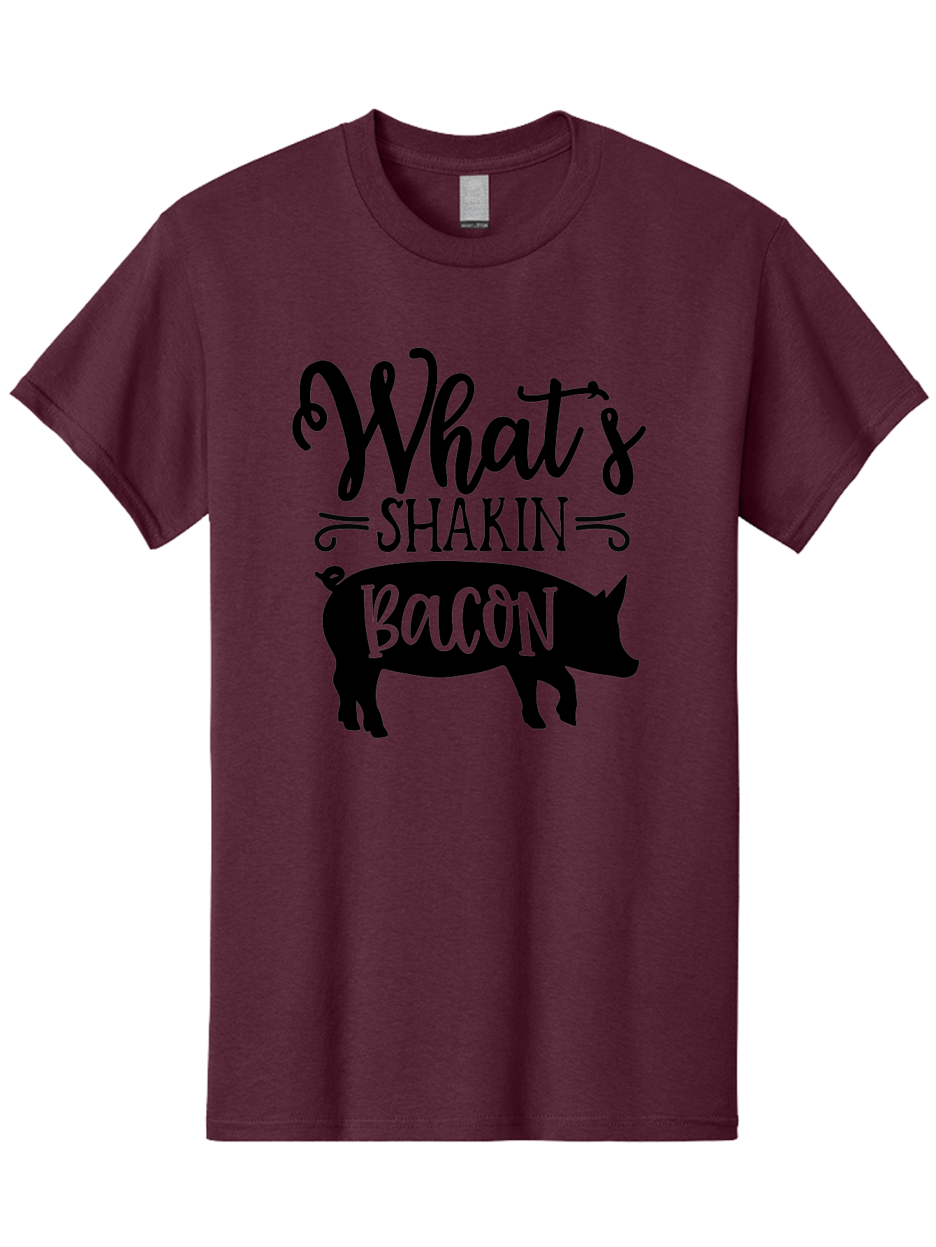What-S-Shakin-Bacon Men'S Graphic Tee, 100% Cotton, Comfortable Casual Summer Wear, Machine Washable, Funny Pig Graphic, Bacon Lover Gift, Playful Typography, What'S Shakin Bacon, Pig Silhouette, Whimsical Design, Humor, Bacon Pun, Aab593