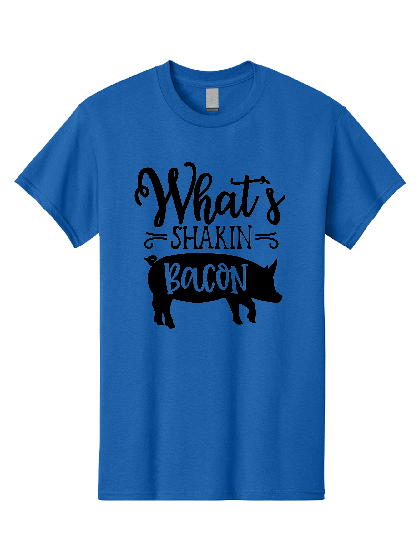 What-S-Shakin-Bacon Men'S Graphic Tee, 100% Cotton, Comfortable Casual Summer Wear, Machine Washable, Funny Pig Graphic, Bacon Lover Gift, Playful Typography, What'S Shakin Bacon, Pig Silhouette, Whimsical Design, Humor, Bacon Pun, Aab593