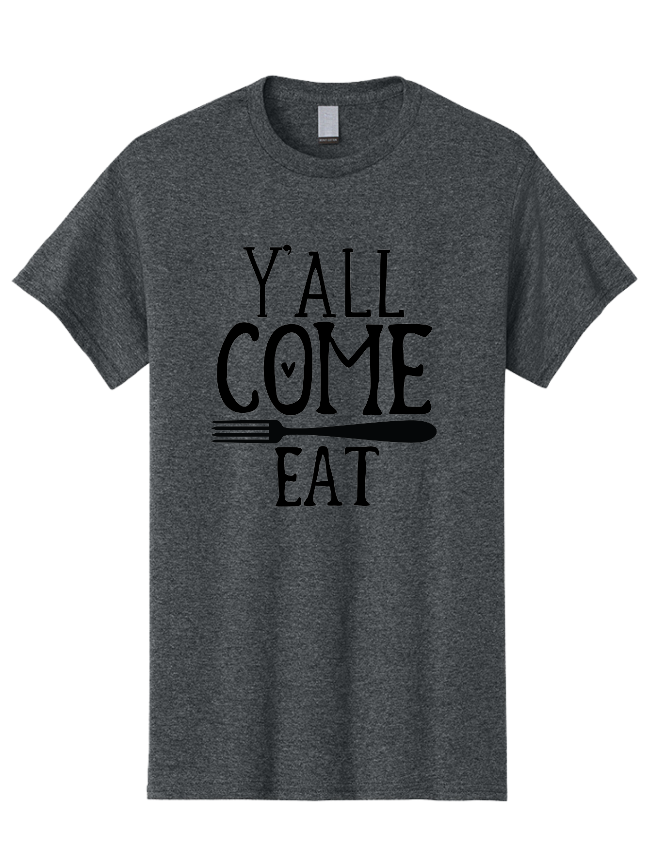 Y-All-Come-Eat Men'S Graphic Tee, 100% Cotton, Comfortable Casual Summer Wear, Machine Washable, Food Invitation, Southern Hospitality, Fork Graphic, Come Eat Sign, Restaurant Signage, Dinner Party Invitation, Casual Dining Aab597