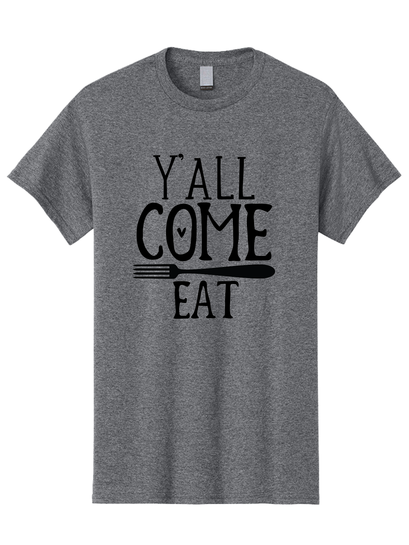 Y-All-Come-Eat Men'S Graphic Tee, 100% Cotton, Comfortable Casual Summer Wear, Machine Washable, Food Invitation, Southern Hospitality, Fork Graphic, Come Eat Sign, Restaurant Signage, Dinner Party Invitation, Casual Dining Aab597