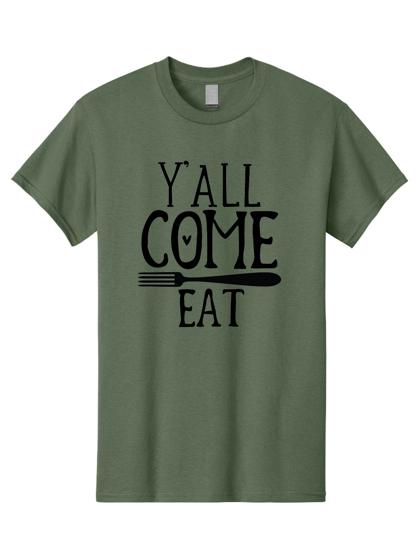 Y-All-Come-Eat Men'S Graphic Tee, 100% Cotton, Comfortable Casual Summer Wear, Machine Washable, Food Invitation, Southern Hospitality, Fork Graphic, Come Eat Sign, Restaurant Signage, Dinner Party Invitation, Casual Dining Aab597