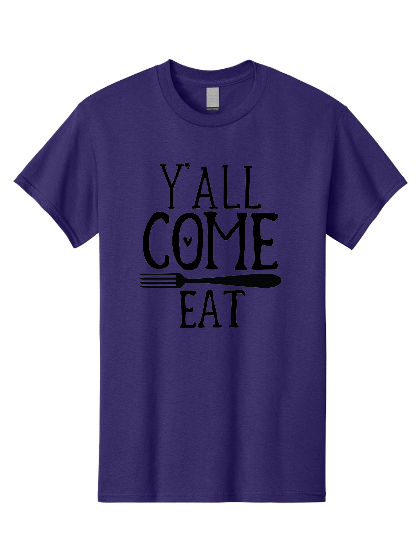 Y-All-Come-Eat Men'S Graphic Tee, 100% Cotton, Comfortable Casual Summer Wear, Machine Washable, Food Invitation, Southern Hospitality, Fork Graphic, Come Eat Sign, Restaurant Signage, Dinner Party Invitation, Casual Dining Aab597