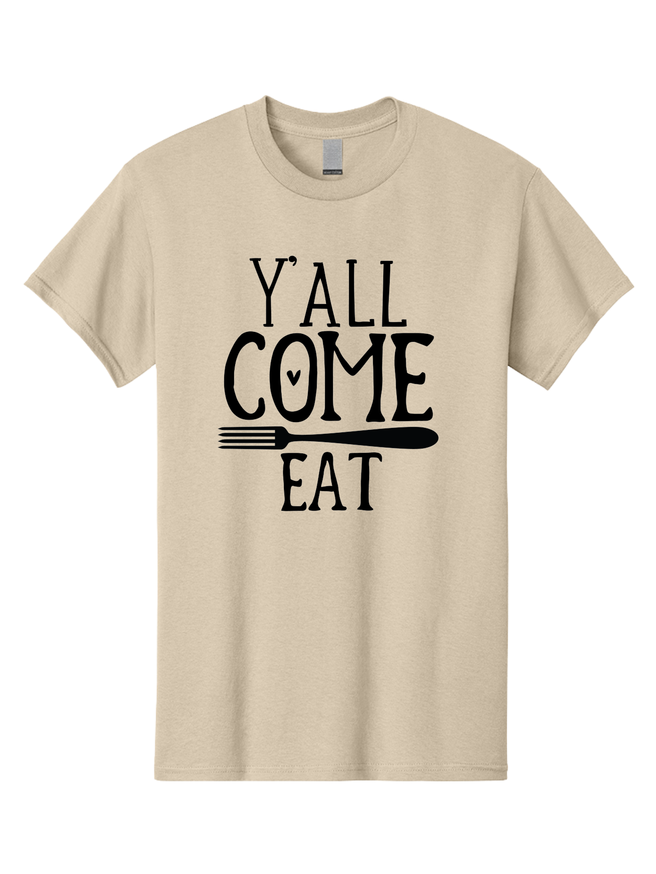 Y-All-Come-Eat Men'S Graphic Tee, 100% Cotton, Comfortable Casual Summer Wear, Machine Washable, Food Invitation, Southern Hospitality, Fork Graphic, Come Eat Sign, Restaurant Signage, Dinner Party Invitation, Casual Dining Aab597