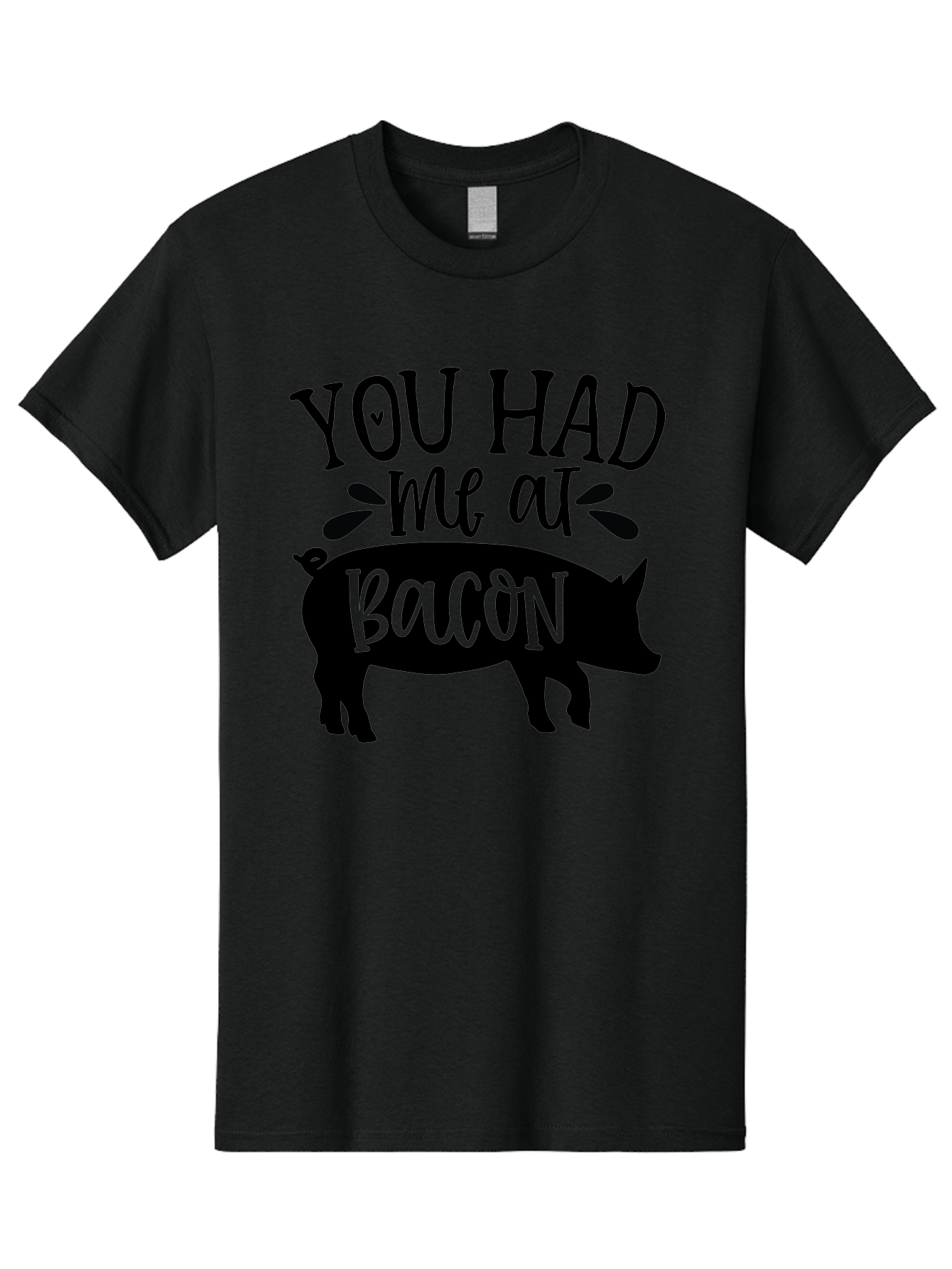 You-Had-Me-At-Bacon Men'S Graphic Tee, 100% Cotton, Comfortable Casual Summer Wear, Machine Washable, Funny Pig Quote, Bacon Lover Gift, Pig Silhouette, Cute Pig Design, Humorous Kitchen Decor, Love At Bacon Quote, Foodie Humor, Bacon Pun Aab599