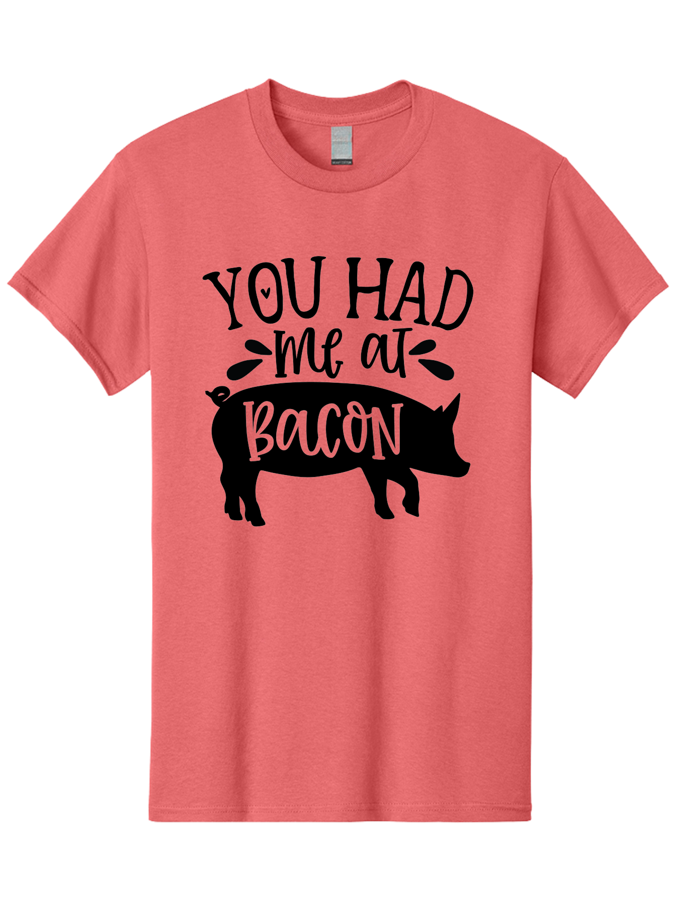 You-Had-Me-At-Bacon Men'S Graphic Tee, 100% Cotton, Comfortable Casual Summer Wear, Machine Washable, Funny Pig Quote, Bacon Lover Gift, Pig Silhouette, Cute Pig Design, Humorous Kitchen Decor, Love At Bacon Quote, Foodie Humor, Bacon Pun Aab599
