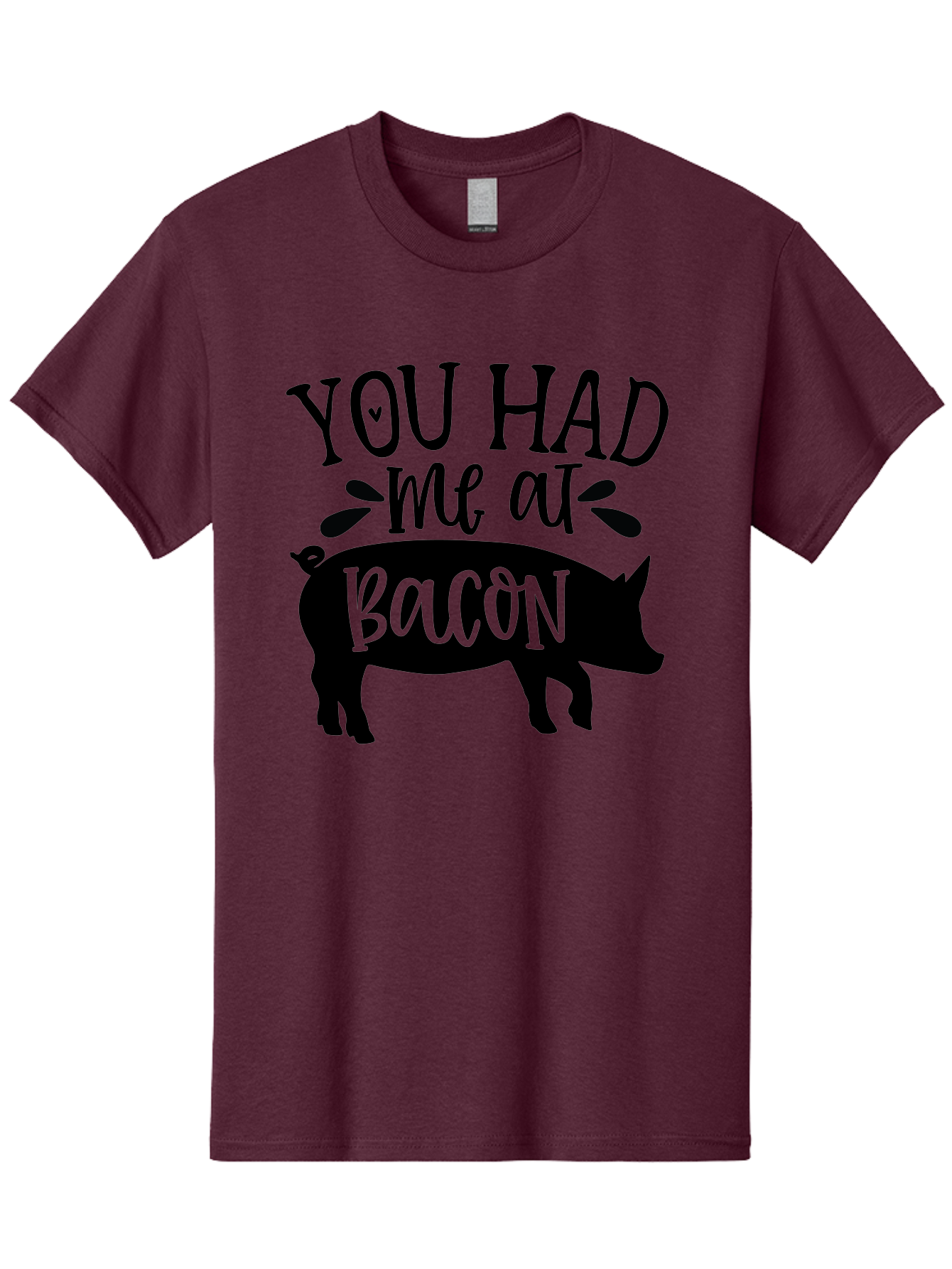 You-Had-Me-At-Bacon Men'S Graphic Tee, 100% Cotton, Comfortable Casual Summer Wear, Machine Washable, Funny Pig Quote, Bacon Lover Gift, Pig Silhouette, Cute Pig Design, Humorous Kitchen Decor, Love At Bacon Quote, Foodie Humor, Bacon Pun Aab599