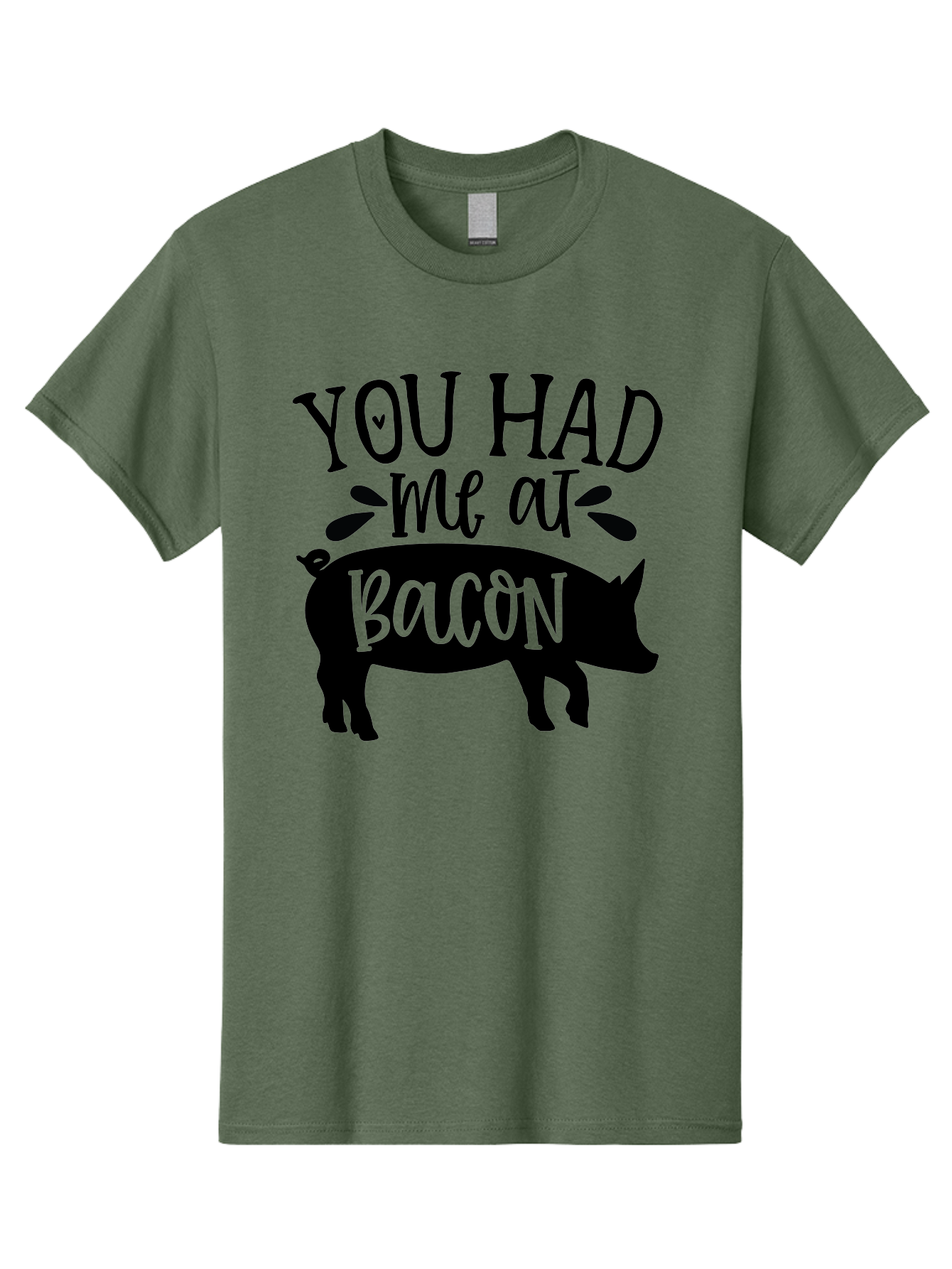 You-Had-Me-At-Bacon Men'S Graphic Tee, 100% Cotton, Comfortable Casual Summer Wear, Machine Washable, Funny Pig Quote, Bacon Lover Gift, Pig Silhouette, Cute Pig Design, Humorous Kitchen Decor, Love At Bacon Quote, Foodie Humor, Bacon Pun Aab599