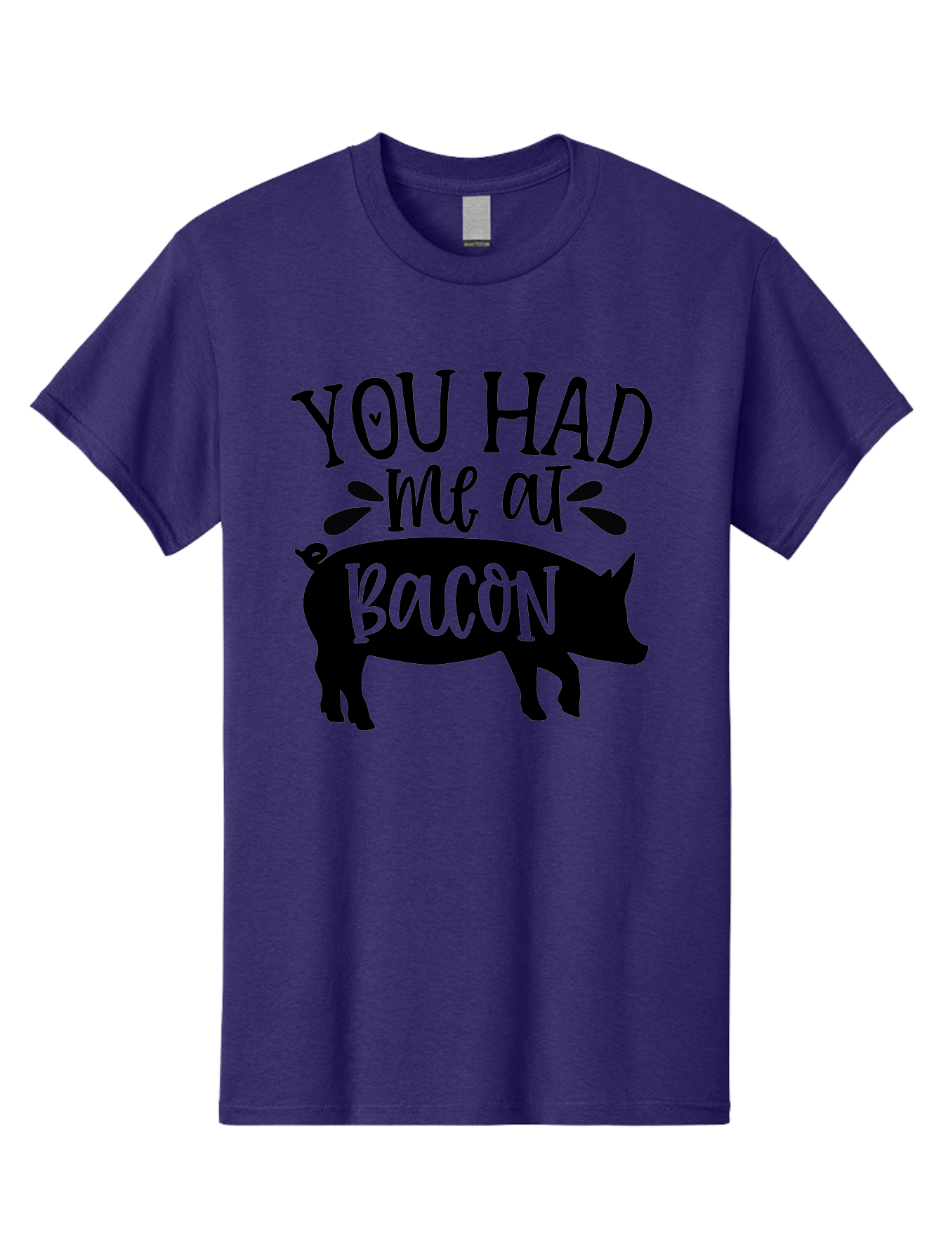 You-Had-Me-At-Bacon Men'S Graphic Tee, 100% Cotton, Comfortable Casual Summer Wear, Machine Washable, Funny Pig Quote, Bacon Lover Gift, Pig Silhouette, Cute Pig Design, Humorous Kitchen Decor, Love At Bacon Quote, Foodie Humor, Bacon Pun Aab599