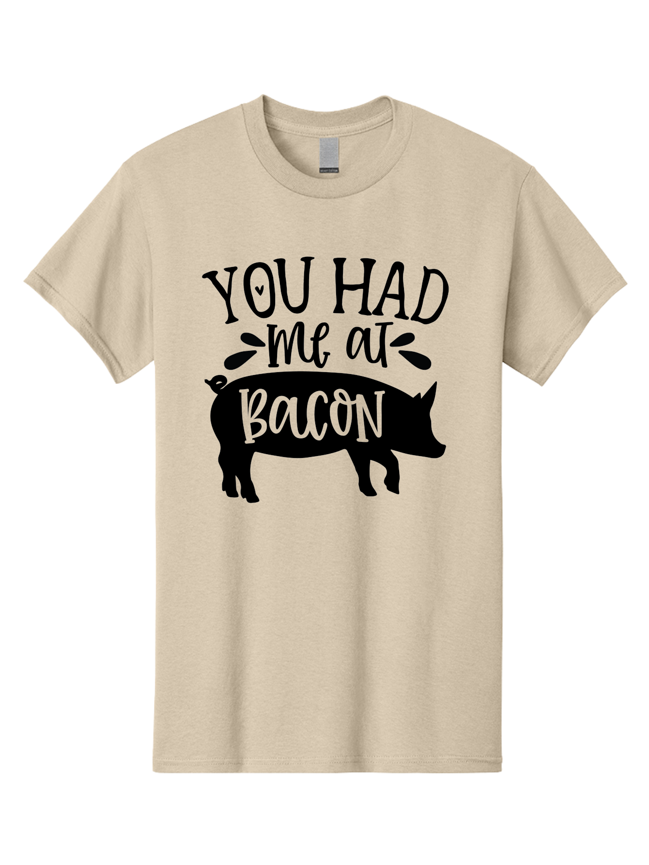 You-Had-Me-At-Bacon Men'S Graphic Tee, 100% Cotton, Comfortable Casual Summer Wear, Machine Washable, Funny Pig Quote, Bacon Lover Gift, Pig Silhouette, Cute Pig Design, Humorous Kitchen Decor, Love At Bacon Quote, Foodie Humor, Bacon Pun Aab599