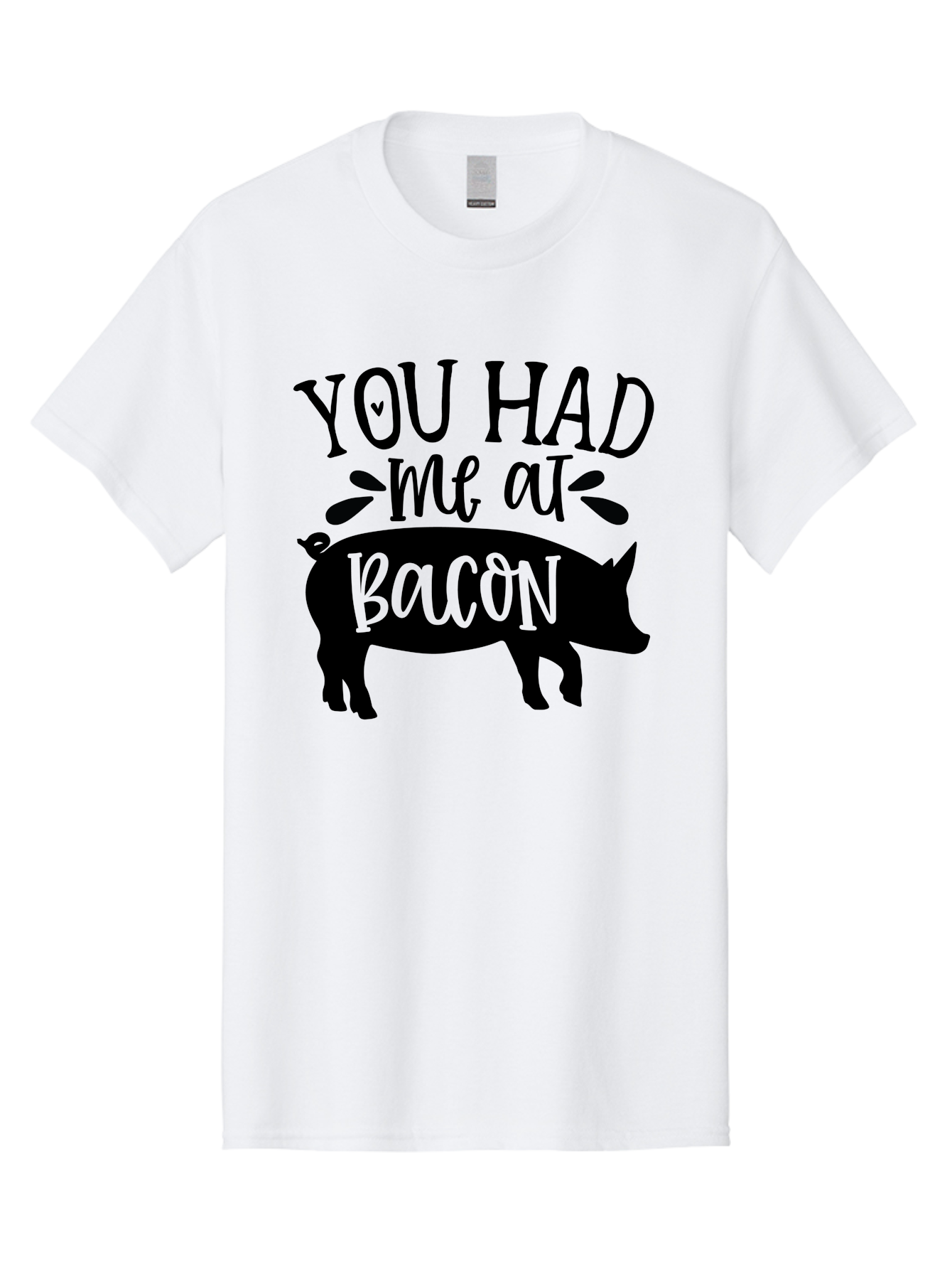 You-Had-Me-At-Bacon Men'S Graphic Tee, 100% Cotton, Comfortable Casual Summer Wear, Machine Washable, Funny Pig Quote, Bacon Lover Gift, Pig Silhouette, Cute Pig Design, Humorous Kitchen Decor, Love At Bacon Quote, Foodie Humor, Bacon Pun Aab599