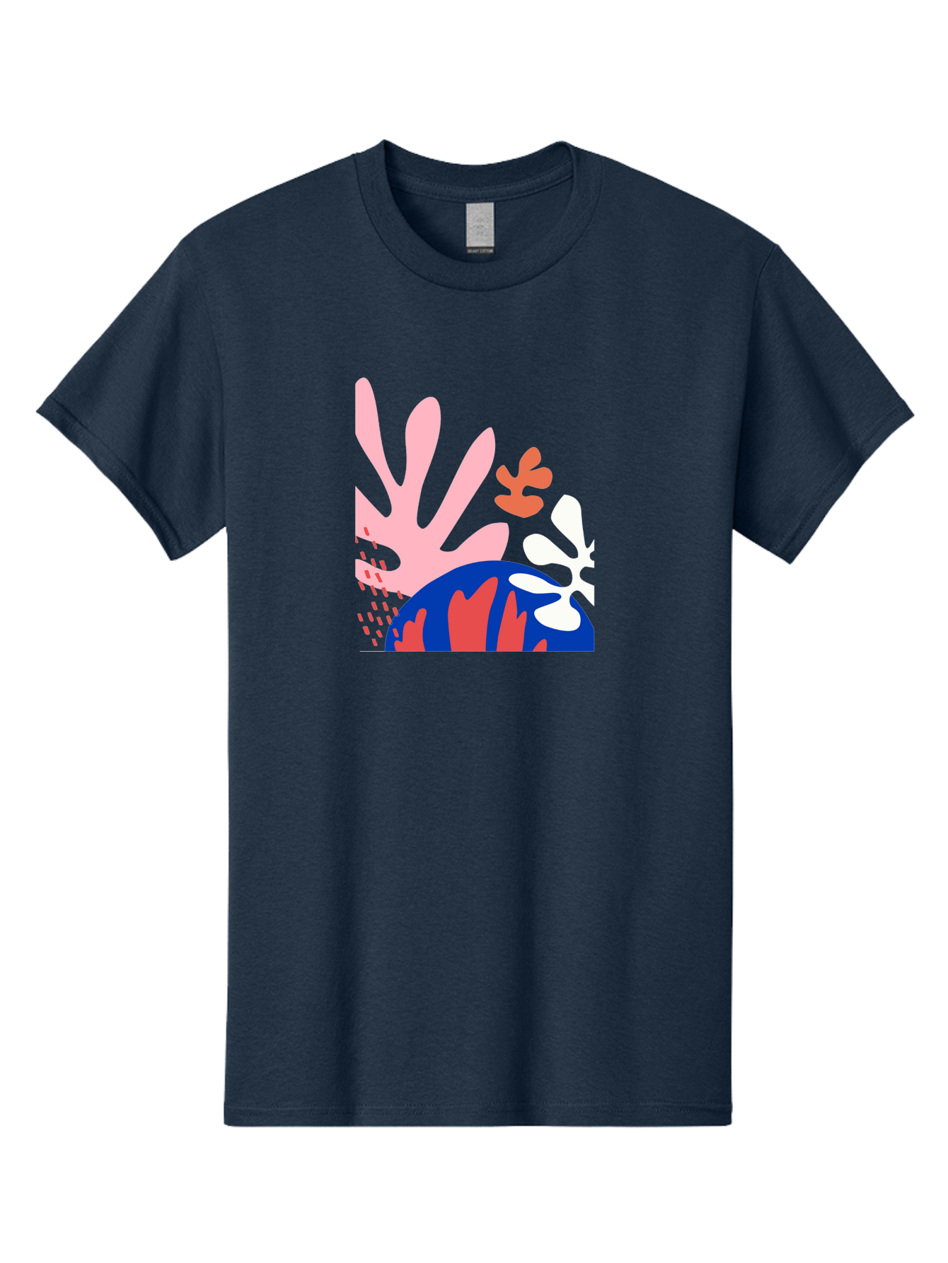 Abstract-Art Men'S Graphic Tee, 100% Cotton, Comfortable Casual Summer Wear, Machine Washable, Abstract Floral Design, Vibrant Colors, Playful Patterns, Blue And Red Globe, Pink Background, Yellow Rectangle, Modern Art, Creative Graphic Aab600