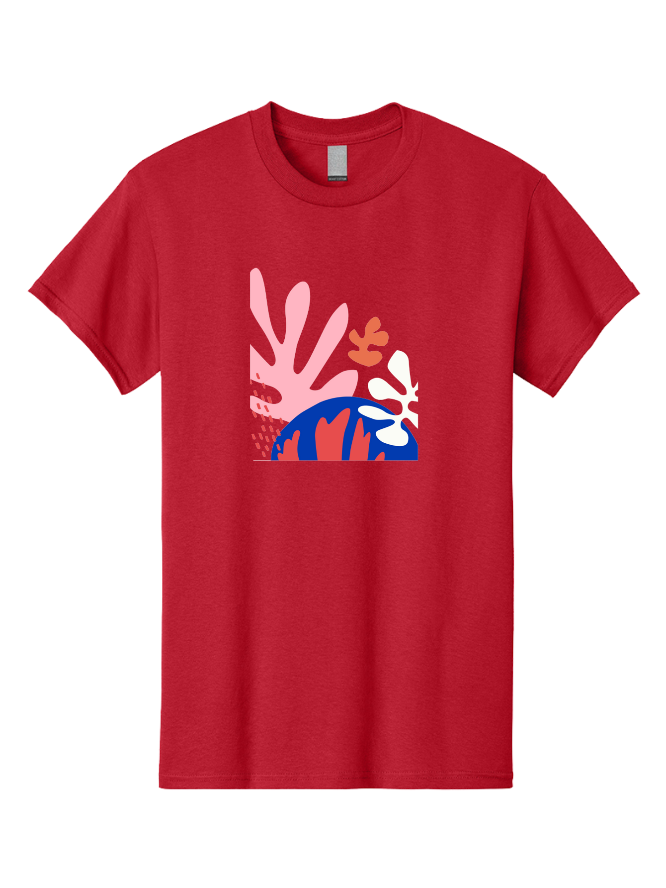 Abstract-Art Men'S Graphic Tee, 100% Cotton, Comfortable Casual Summer Wear, Machine Washable, Abstract Floral Design, Vibrant Colors, Playful Patterns, Blue And Red Globe, Pink Background, Yellow Rectangle, Modern Art, Creative Graphic Aab600