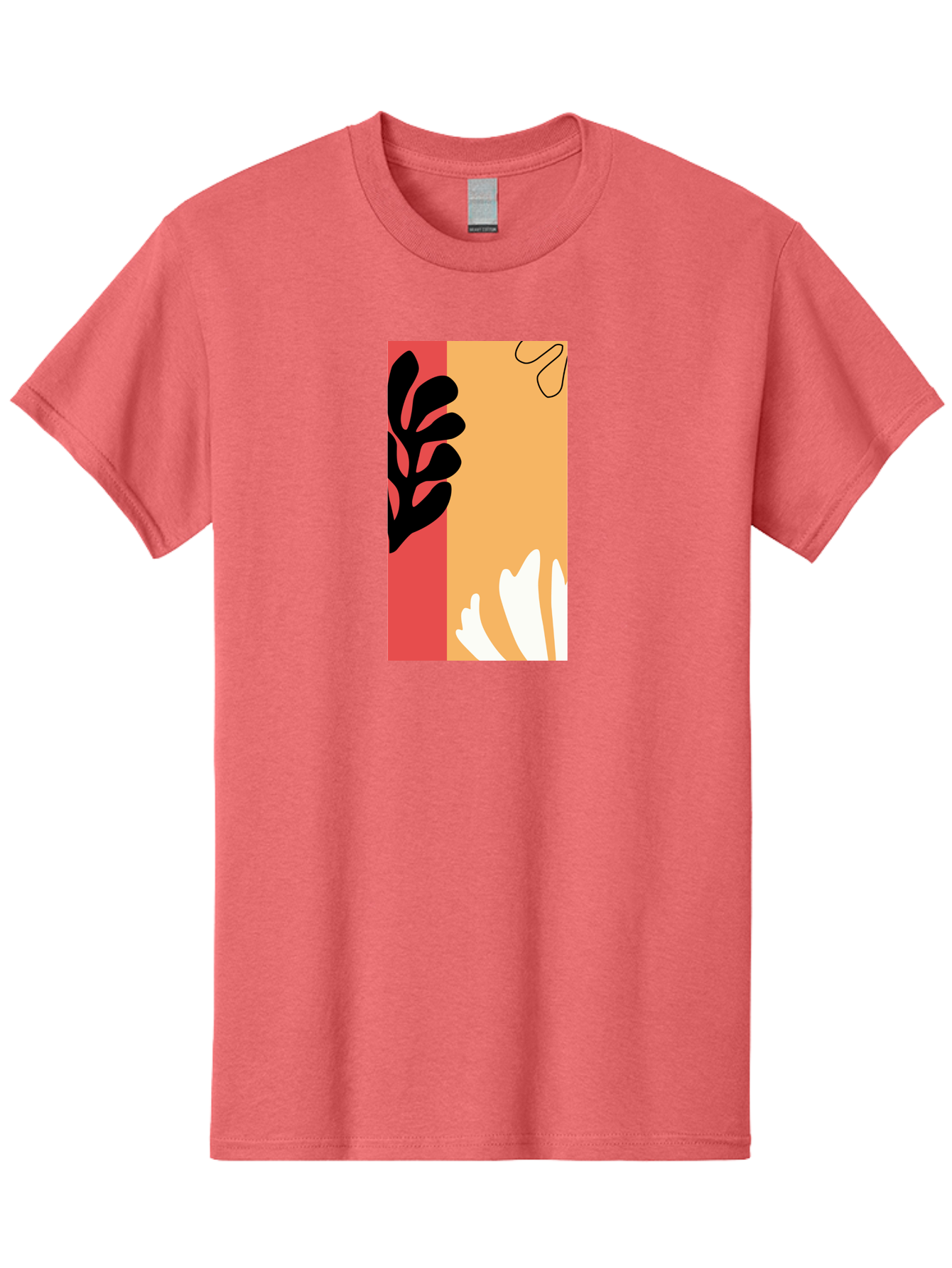 Abstract-Flowers Men'S Graphic Tee, 100% Cotton, Comfortable Casual Summer Wear, Machine Washable, Abstract Leaves, Graphic Design, Modern Art, Bold Colors, Minimalist Style, Floral Motif, Creative Expression, Digital Illustration Aab602