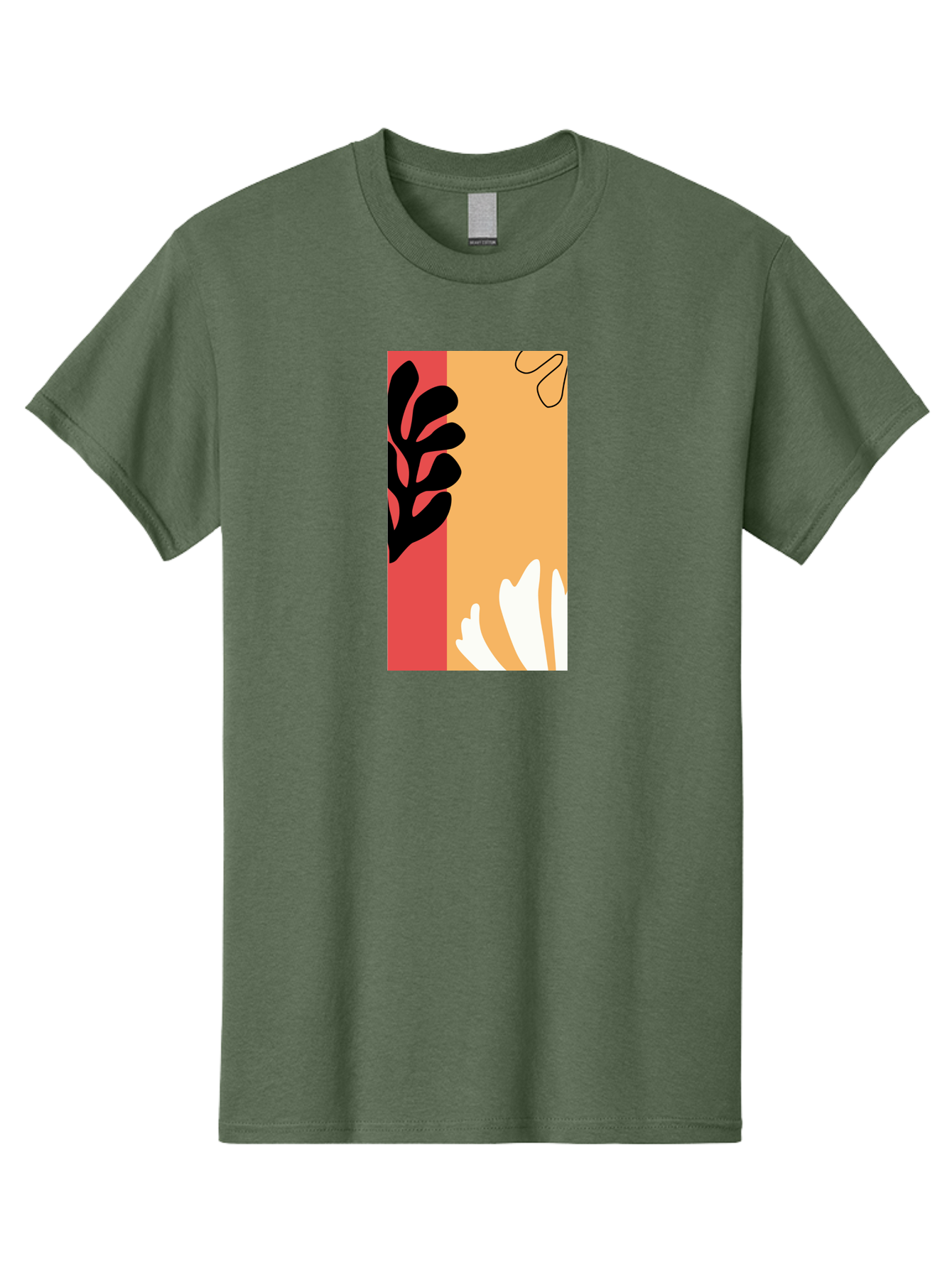 Abstract-Flowers Men'S Graphic Tee, 100% Cotton, Comfortable Casual Summer Wear, Machine Washable, Abstract Leaves, Graphic Design, Modern Art, Bold Colors, Minimalist Style, Floral Motif, Creative Expression, Digital Illustration Aab602