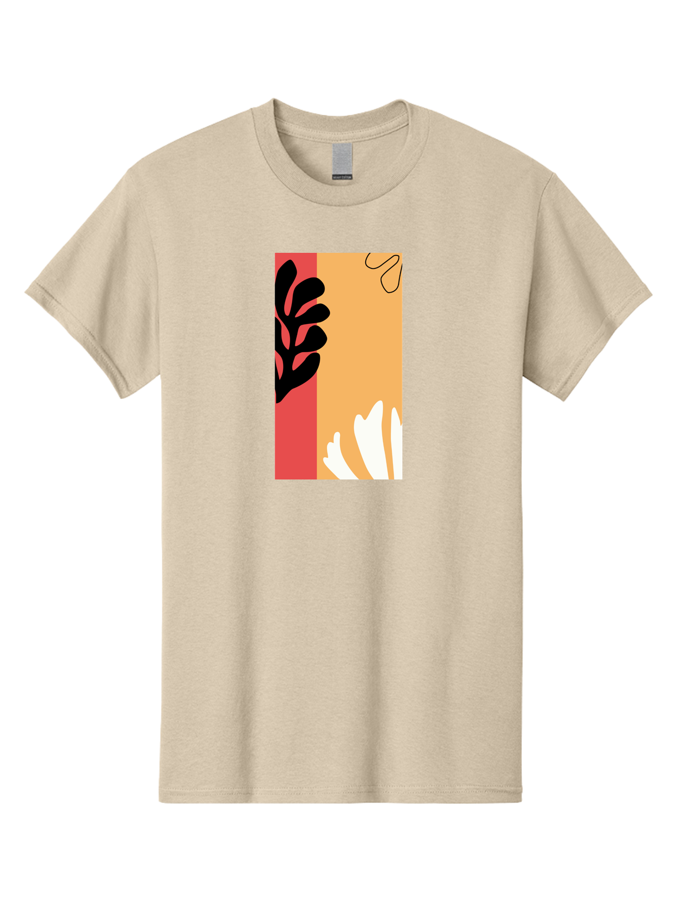 Abstract-Flowers Men'S Graphic Tee, 100% Cotton, Comfortable Casual Summer Wear, Machine Washable, Abstract Leaves, Graphic Design, Modern Art, Bold Colors, Minimalist Style, Floral Motif, Creative Expression, Digital Illustration Aab602