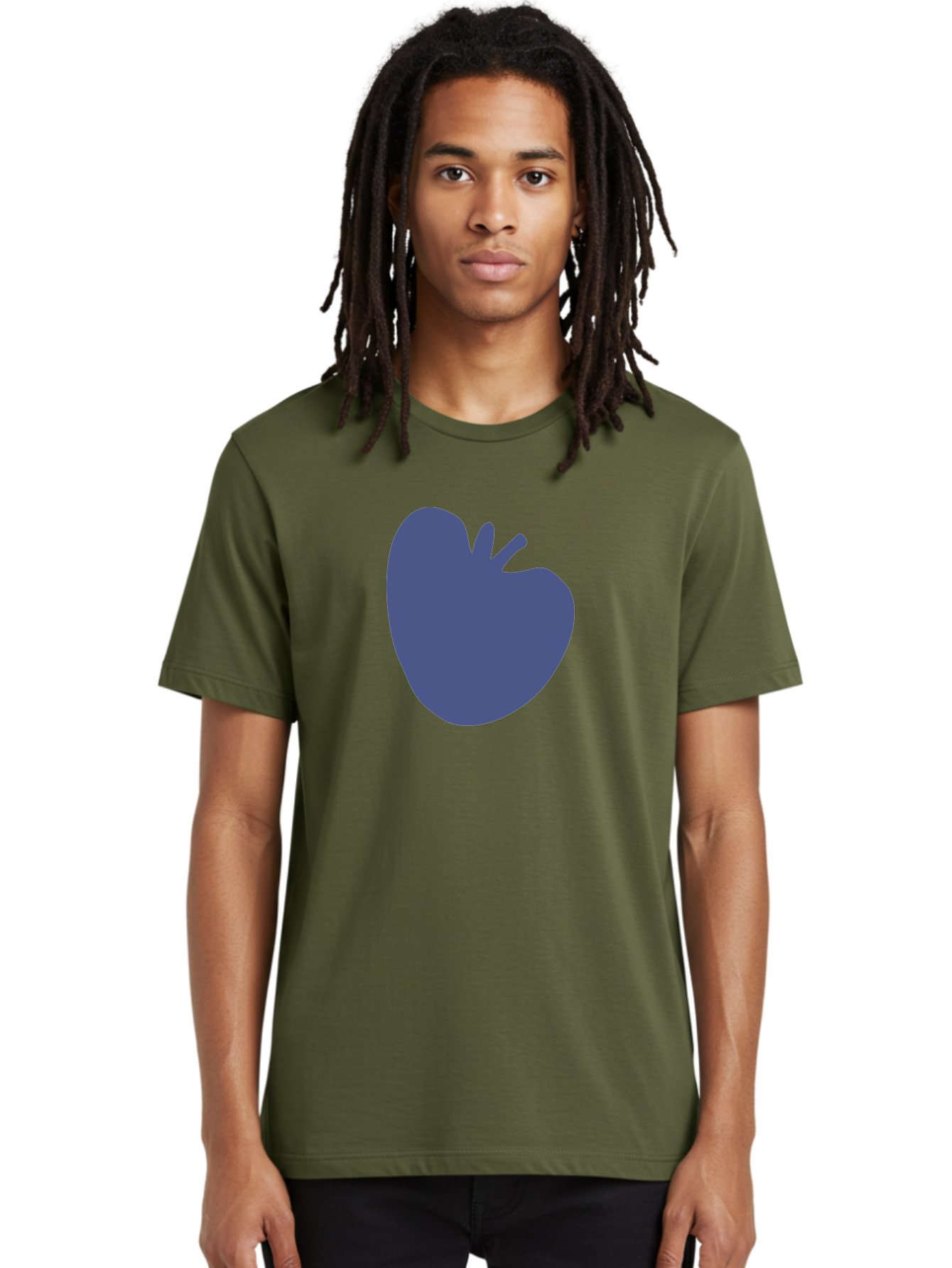 Blue-Apple-1 Men'S Graphic Tee, 100% Cotton, Comfortable Casual Summer Wear, Machine Washable, Purple Apple, Simple Design, Minimalist Logo, Fruit Symbol, Clean Graphics, Modern Illustration Aab603