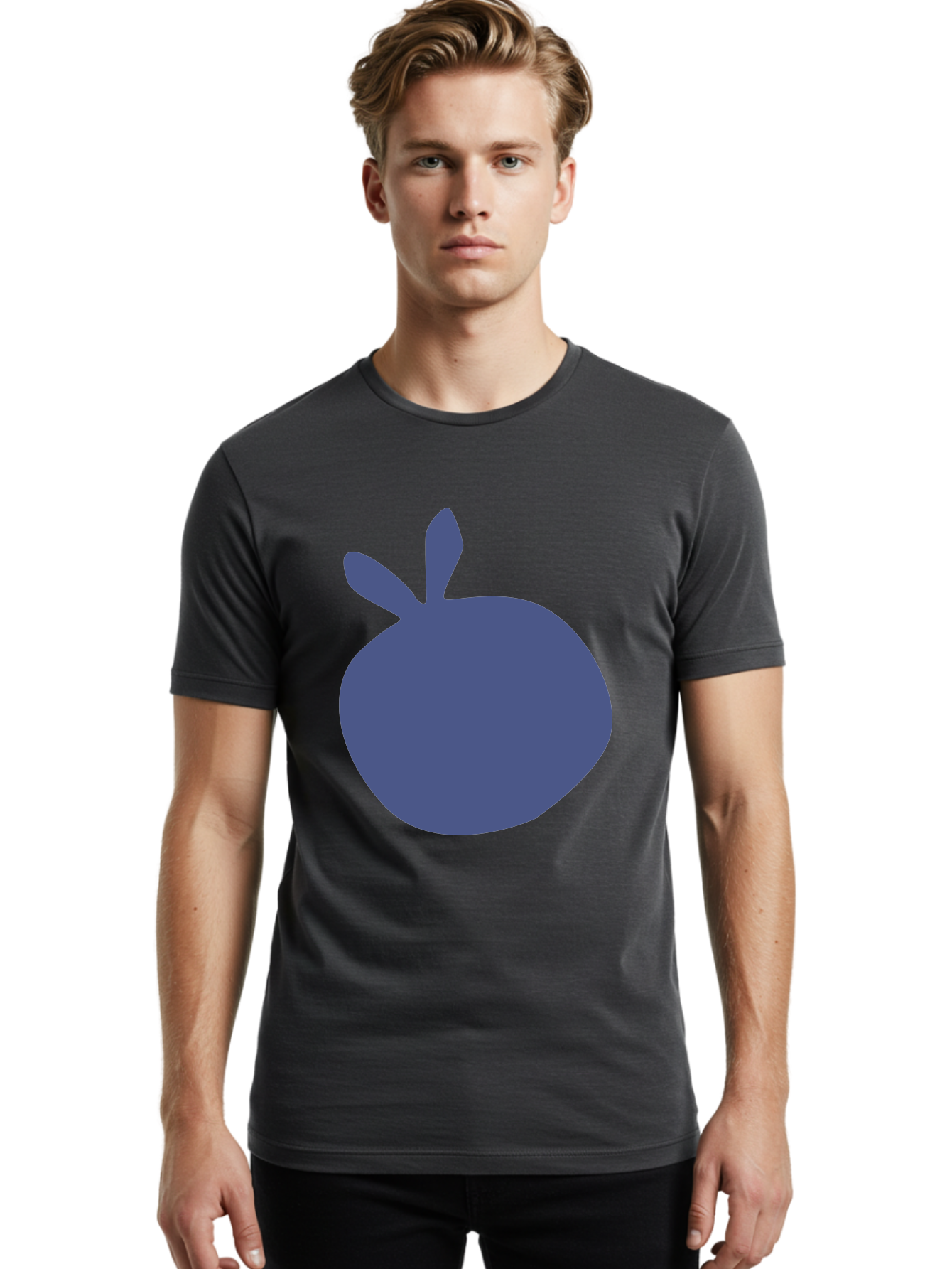 Blue-Apple Men'S Graphic Tee, 100% Cotton, Comfortable Casual Summer Wear, Machine Washable, Blue Apple, Simple Design, Minimalist Art, Blue Fruit, Digital Illustration, Apple Silhouette, Graphic Icon Aab604