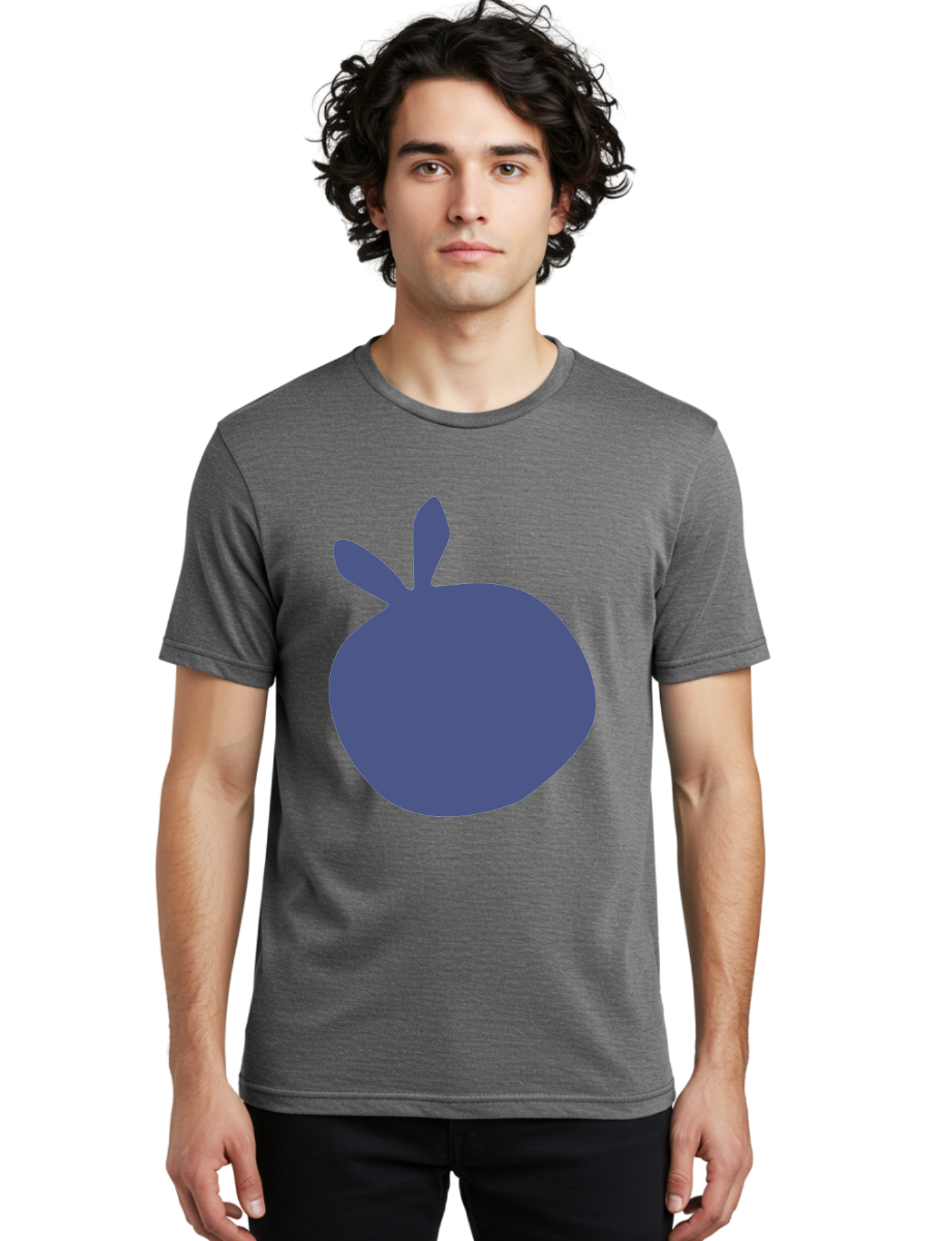 Blue-Apple Men'S Graphic Tee, 100% Cotton, Comfortable Casual Summer Wear, Machine Washable, Blue Apple, Simple Design, Minimalist Art, Blue Fruit, Digital Illustration, Apple Silhouette, Graphic Icon Aab604