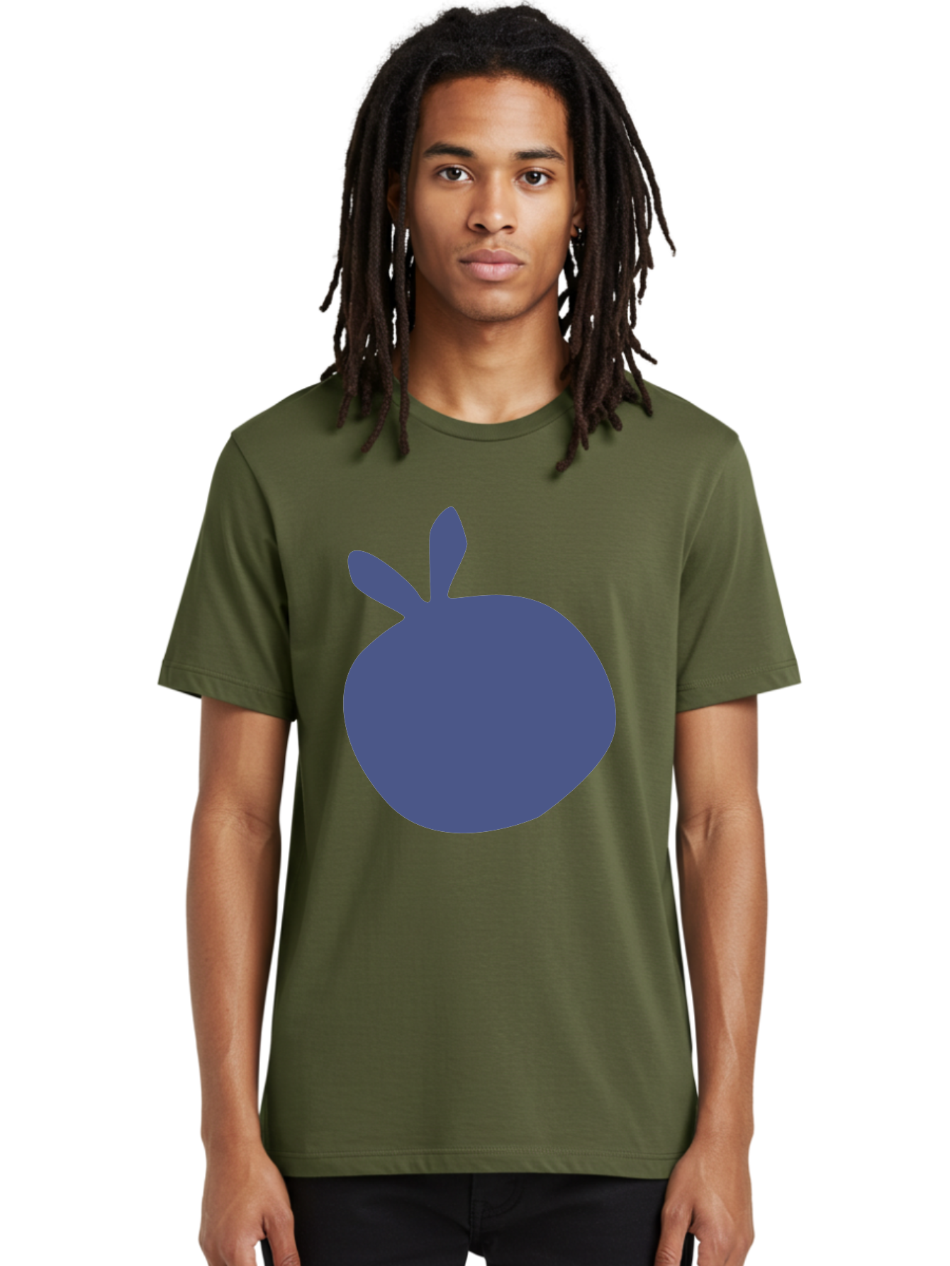 Blue-Apple Men'S Graphic Tee, 100% Cotton, Comfortable Casual Summer Wear, Machine Washable, Blue Apple, Simple Design, Minimalist Art, Blue Fruit, Digital Illustration, Apple Silhouette, Graphic Icon Aab604