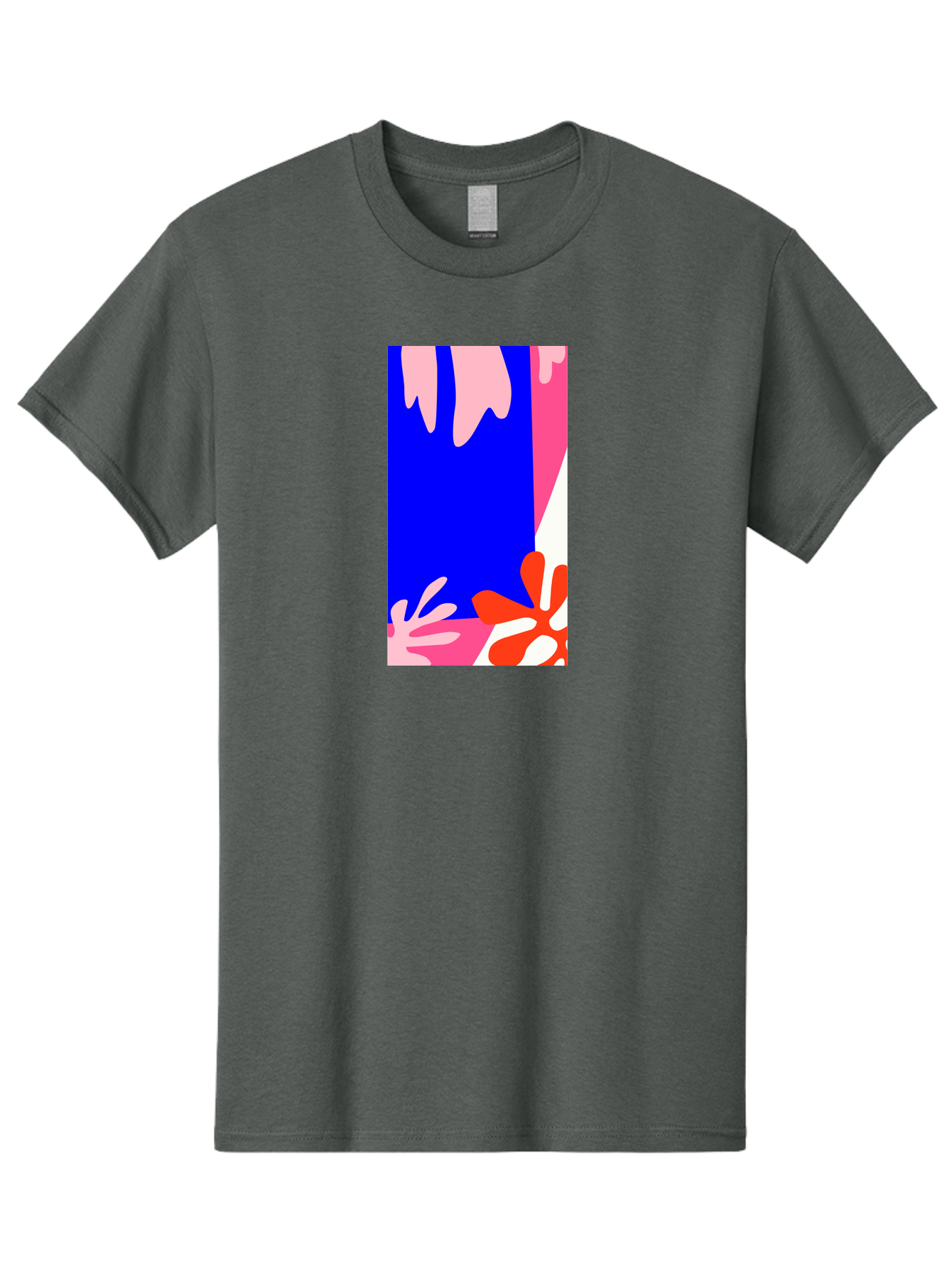 Blue-Strip Men'S Graphic Tee, 100% Cotton, Comfortable Casual Summer Wear, Machine Washable, Abstract Floral Pattern, Vibrant Colors, Blue Background, Pink And Red Flowers, Artistic Design, Modern Art, Colorful Illustration, Floral Motif Aab607