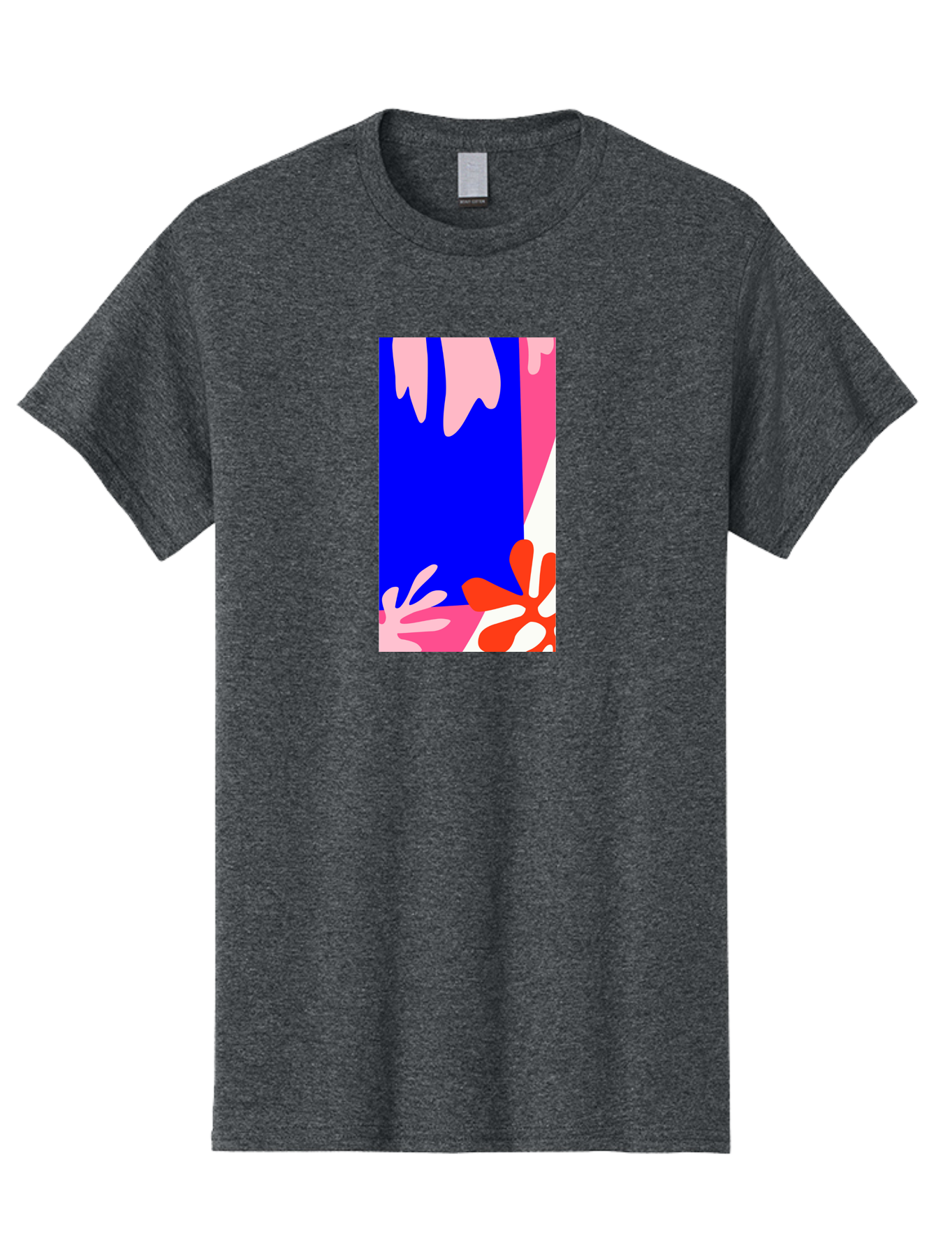 Blue-Strip Men'S Graphic Tee, 100% Cotton, Comfortable Casual Summer Wear, Machine Washable, Abstract Floral Pattern, Vibrant Colors, Blue Background, Pink And Red Flowers, Artistic Design, Modern Art, Colorful Illustration, Floral Motif Aab607