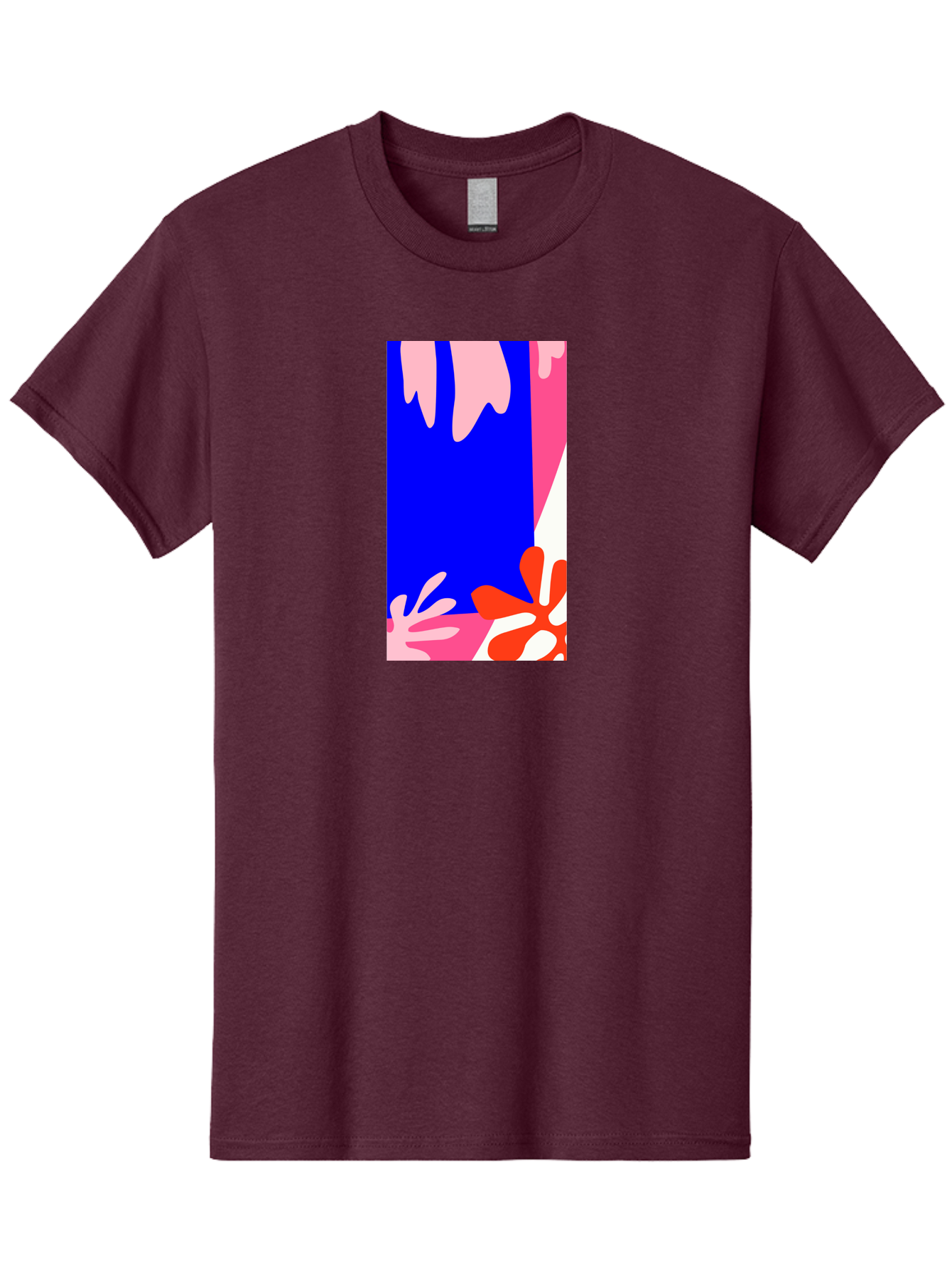 Blue-Strip Men'S Graphic Tee, 100% Cotton, Comfortable Casual Summer Wear, Machine Washable, Abstract Floral Pattern, Vibrant Colors, Blue Background, Pink And Red Flowers, Artistic Design, Modern Art, Colorful Illustration, Floral Motif Aab607