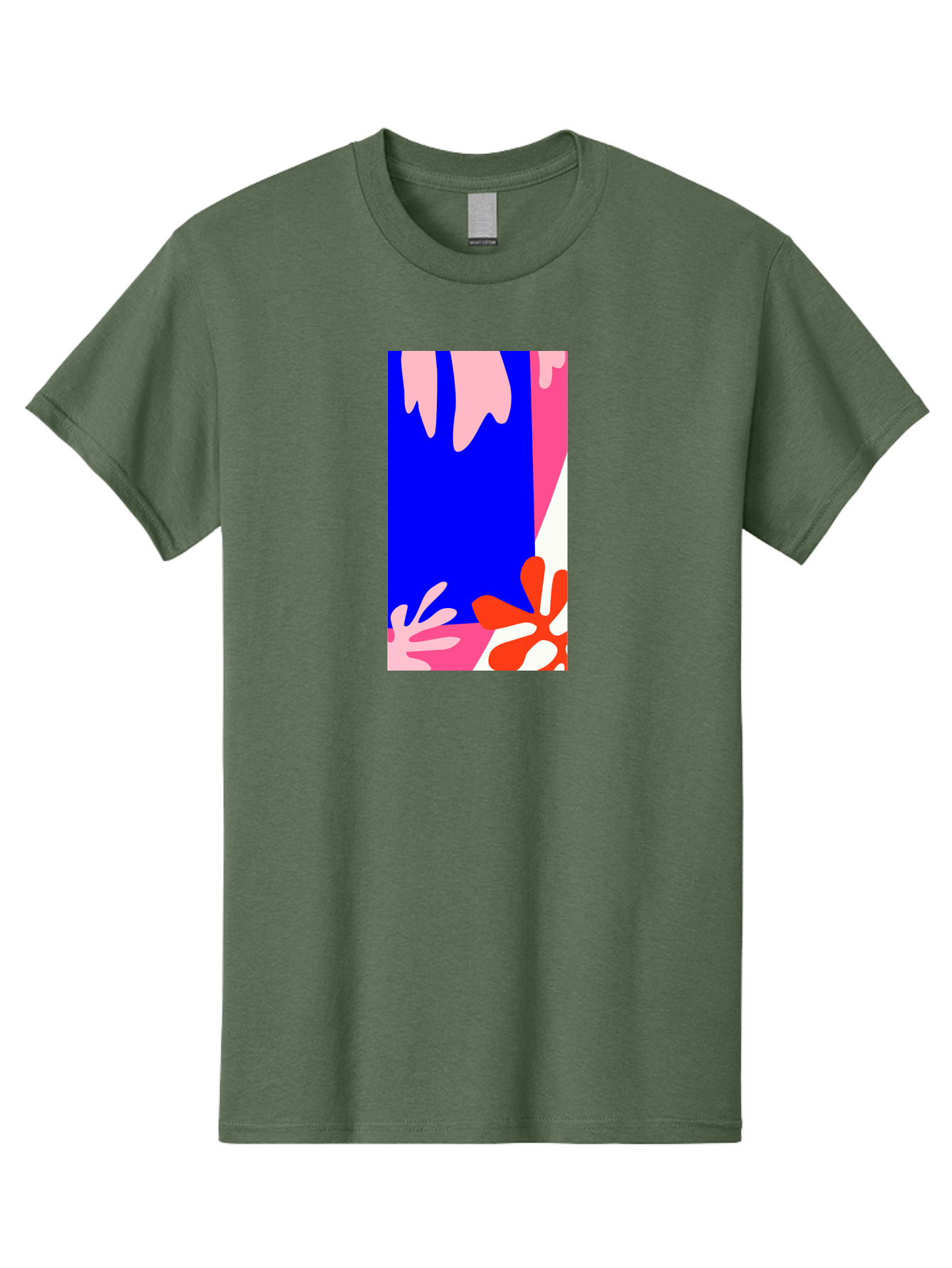 Blue-Strip Men'S Graphic Tee, 100% Cotton, Comfortable Casual Summer Wear, Machine Washable, Abstract Floral Pattern, Vibrant Colors, Blue Background, Pink And Red Flowers, Artistic Design, Modern Art, Colorful Illustration, Floral Motif Aab607